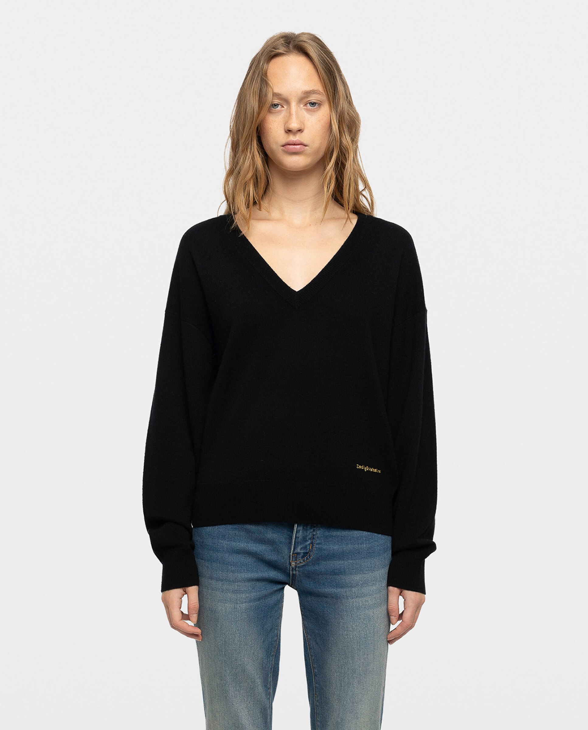 Jersey de mujer con escote pico y manga larga - Zadig & Voltaire - Negro Negro-1