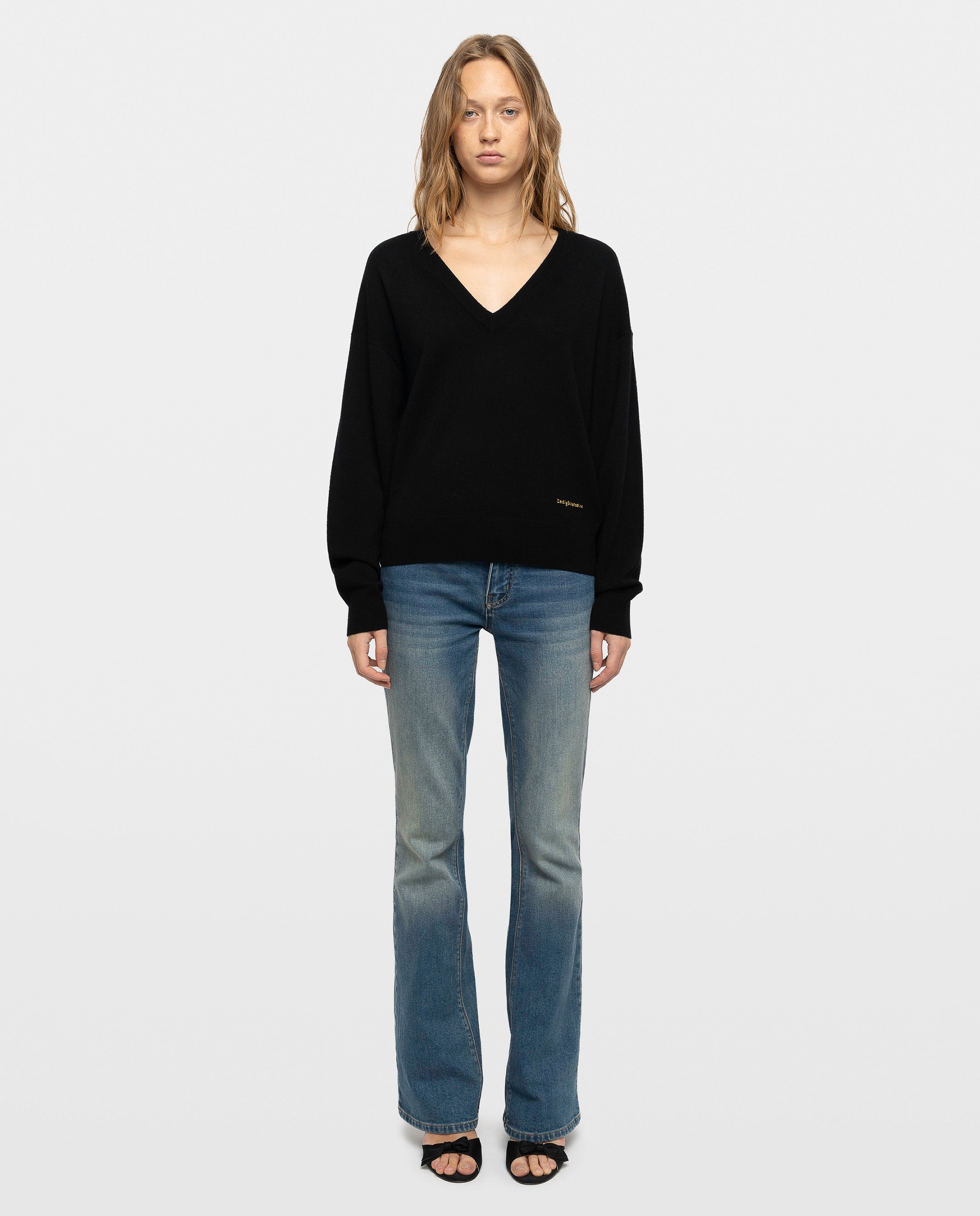 Jersey de mujer con escote pico y manga larga - Zadig & Voltaire - Negro Negro-3