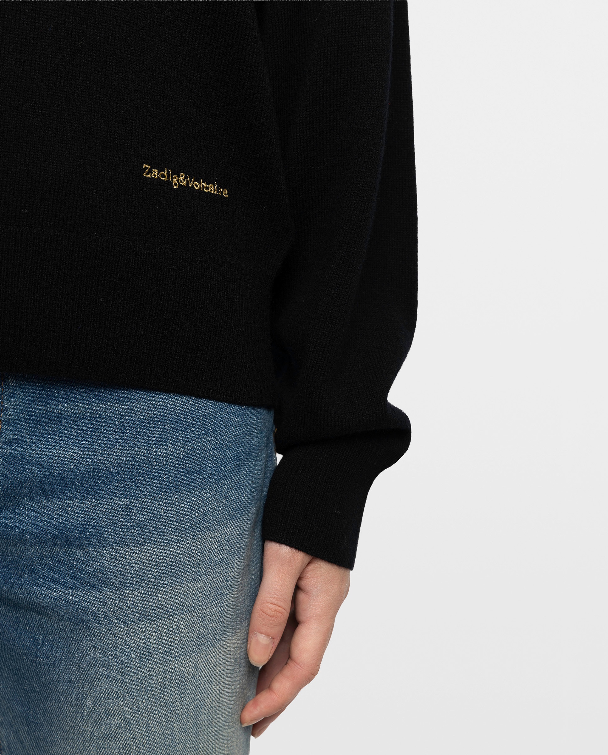 Jersey de mujer con escote pico y manga larga - Zadig & Voltaire - Negro Negro-4