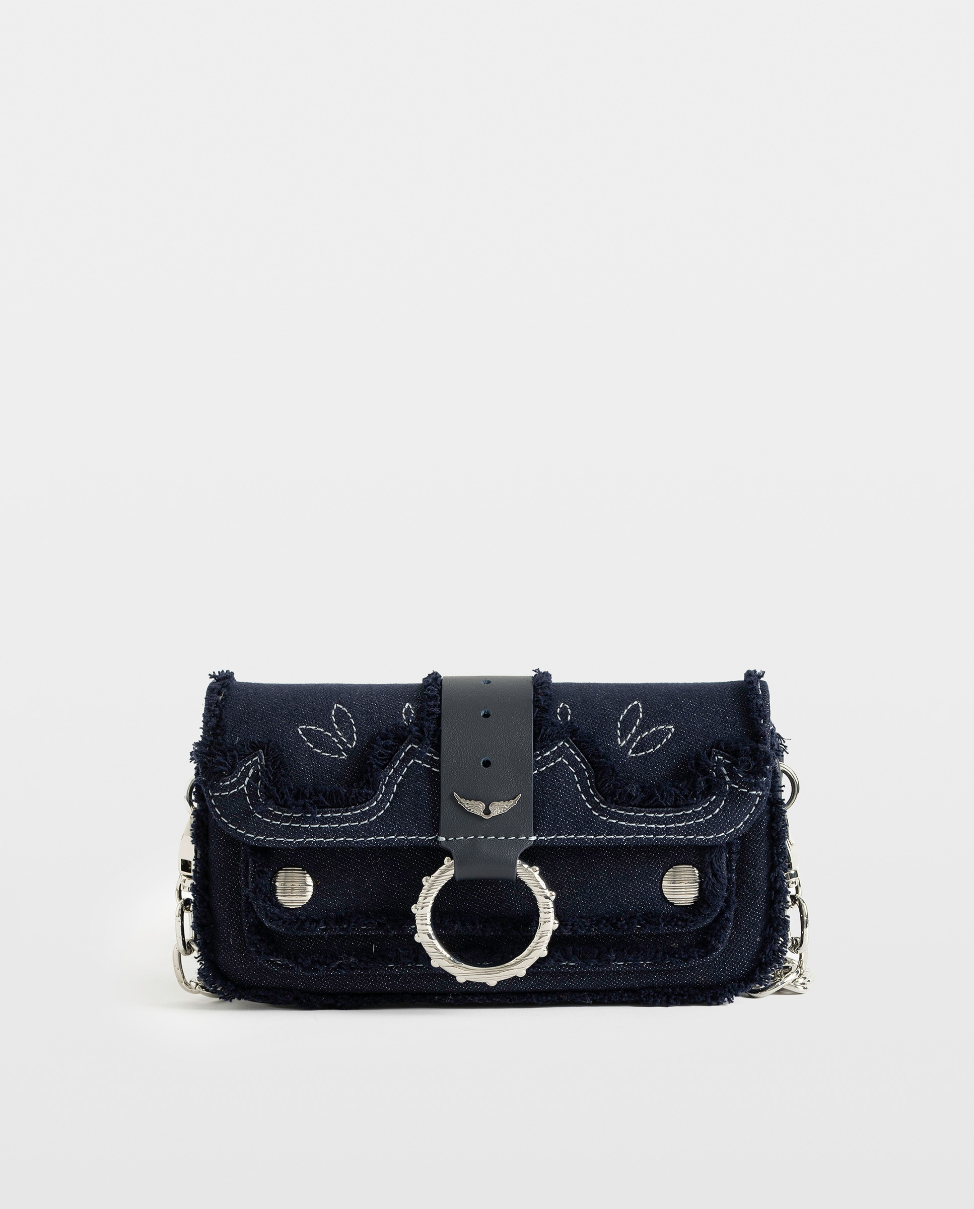 Bolso mini denim con anilla y cadena - Zadig & Voltaire - Azul Azul-1