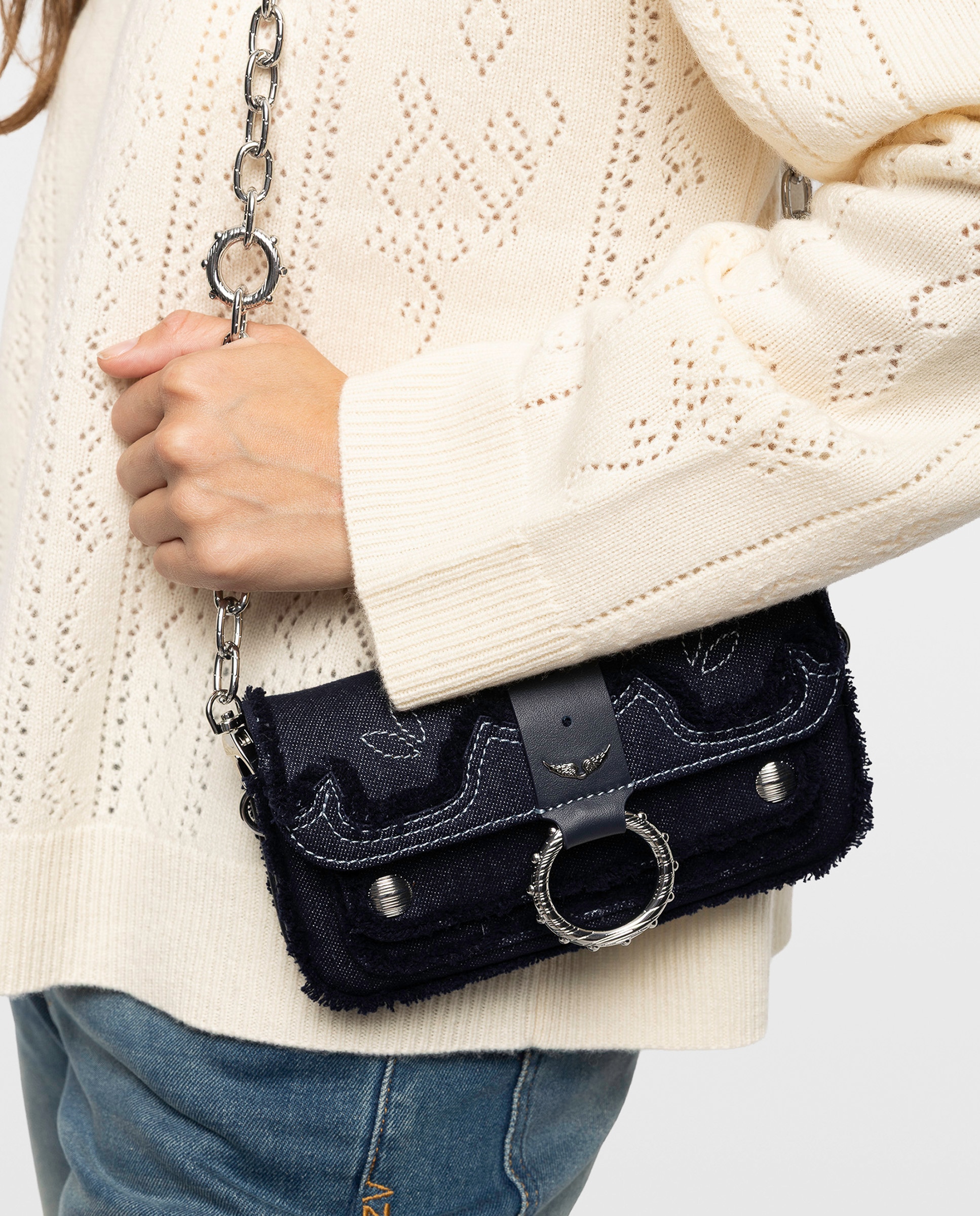 Bolso mini denim con anilla y cadena - Zadig & Voltaire - Azul Azul-2