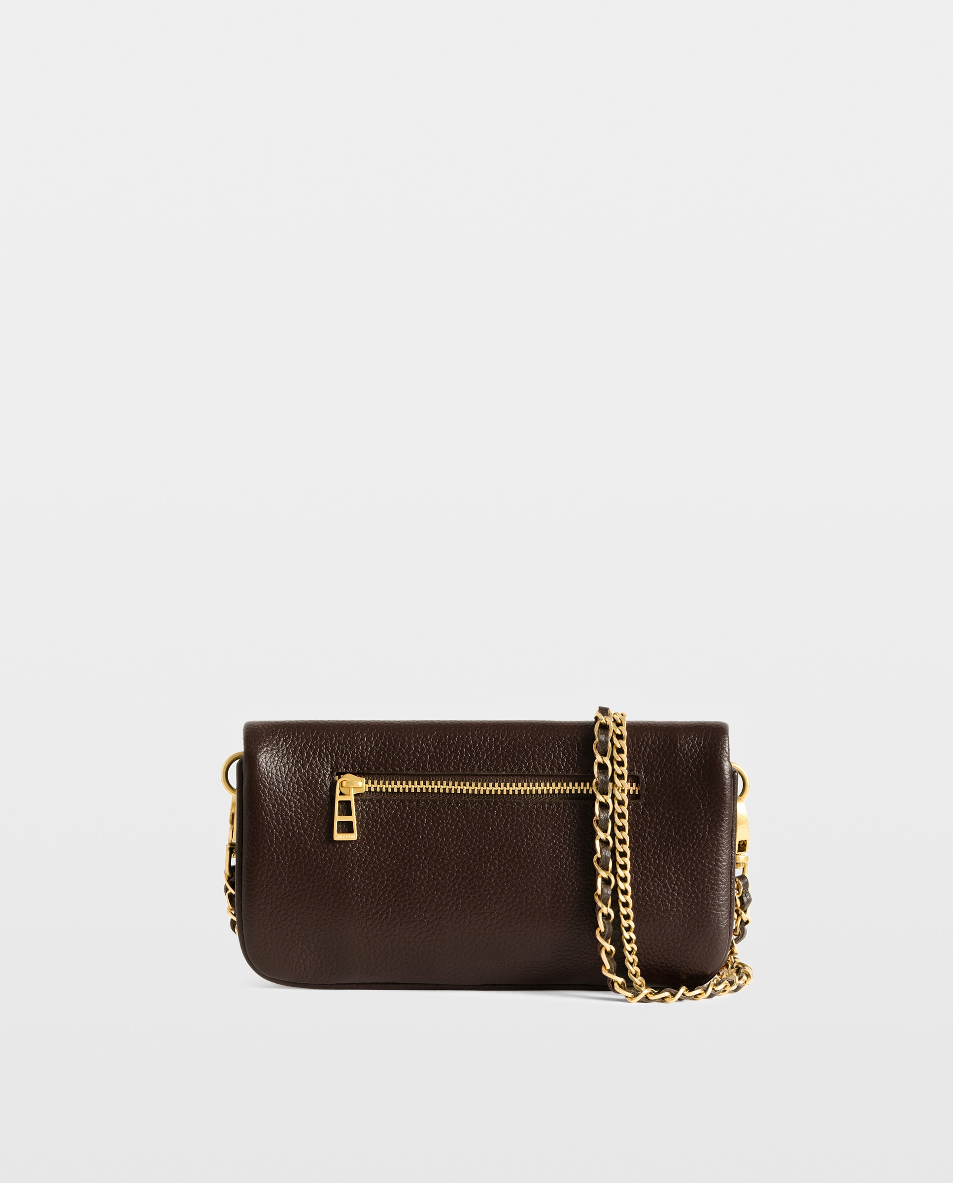 Bolso mini de mano rock de cuero granulado con cadenas y strass - Zadig & Voltaire - Marrón oscuro Marrón oscuro-5
