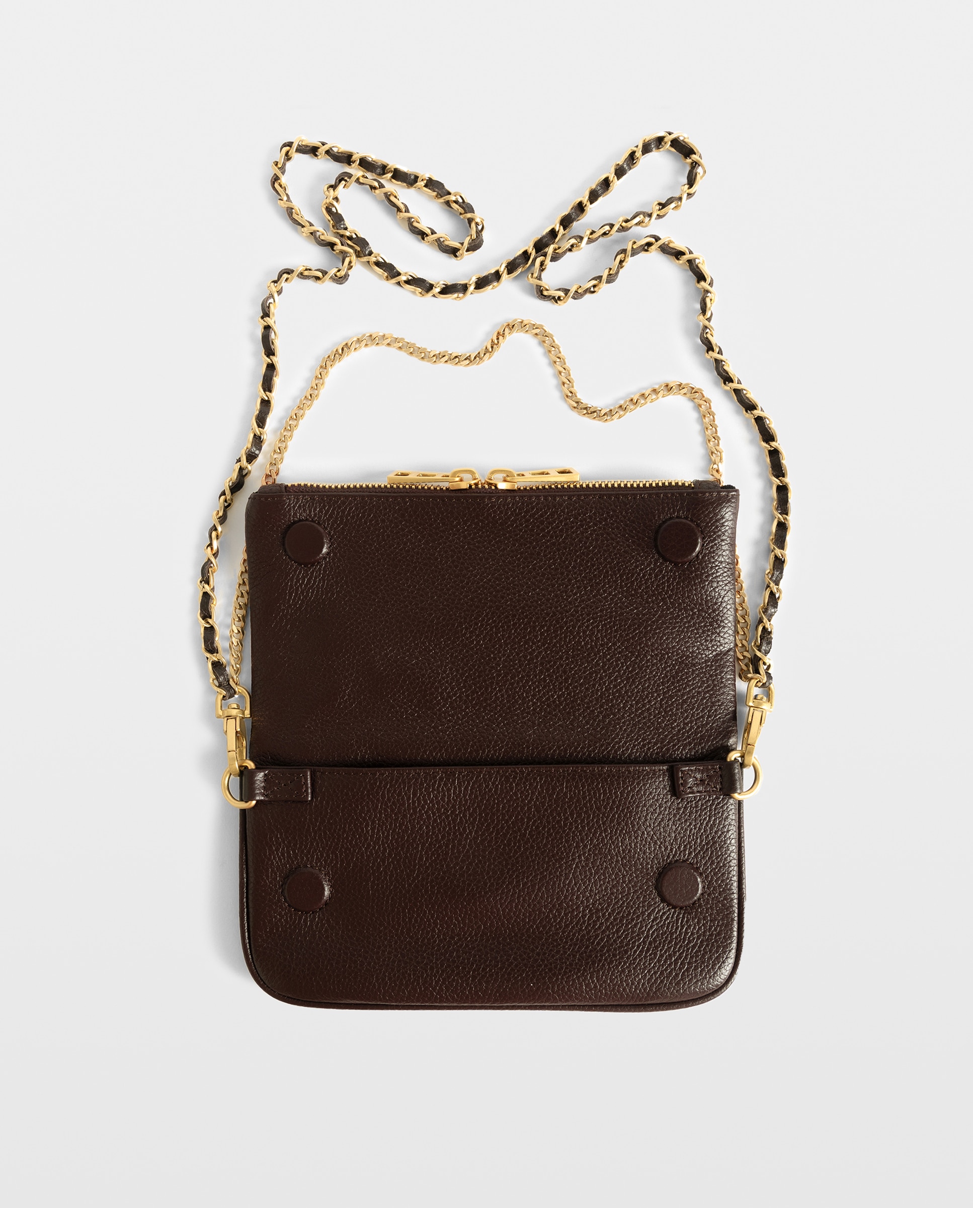 Bolso mini de mano rock de cuero granulado con cadenas y strass - Zadig & Voltaire - Marrón oscuro Marrón oscuro-6