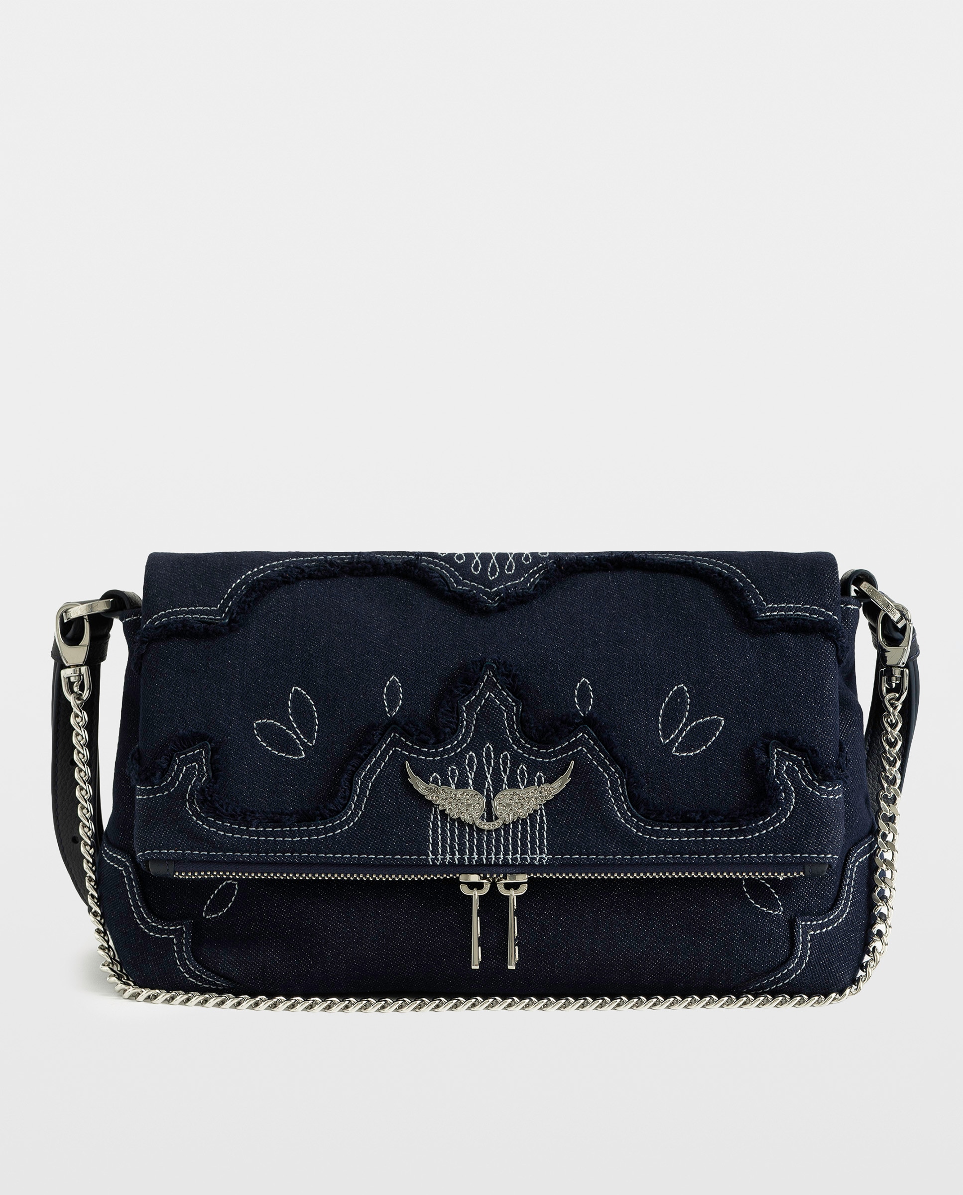 Bolso bandolera de denim con alas emblemáticas - Zadig & Voltaire - Azul Azul-1