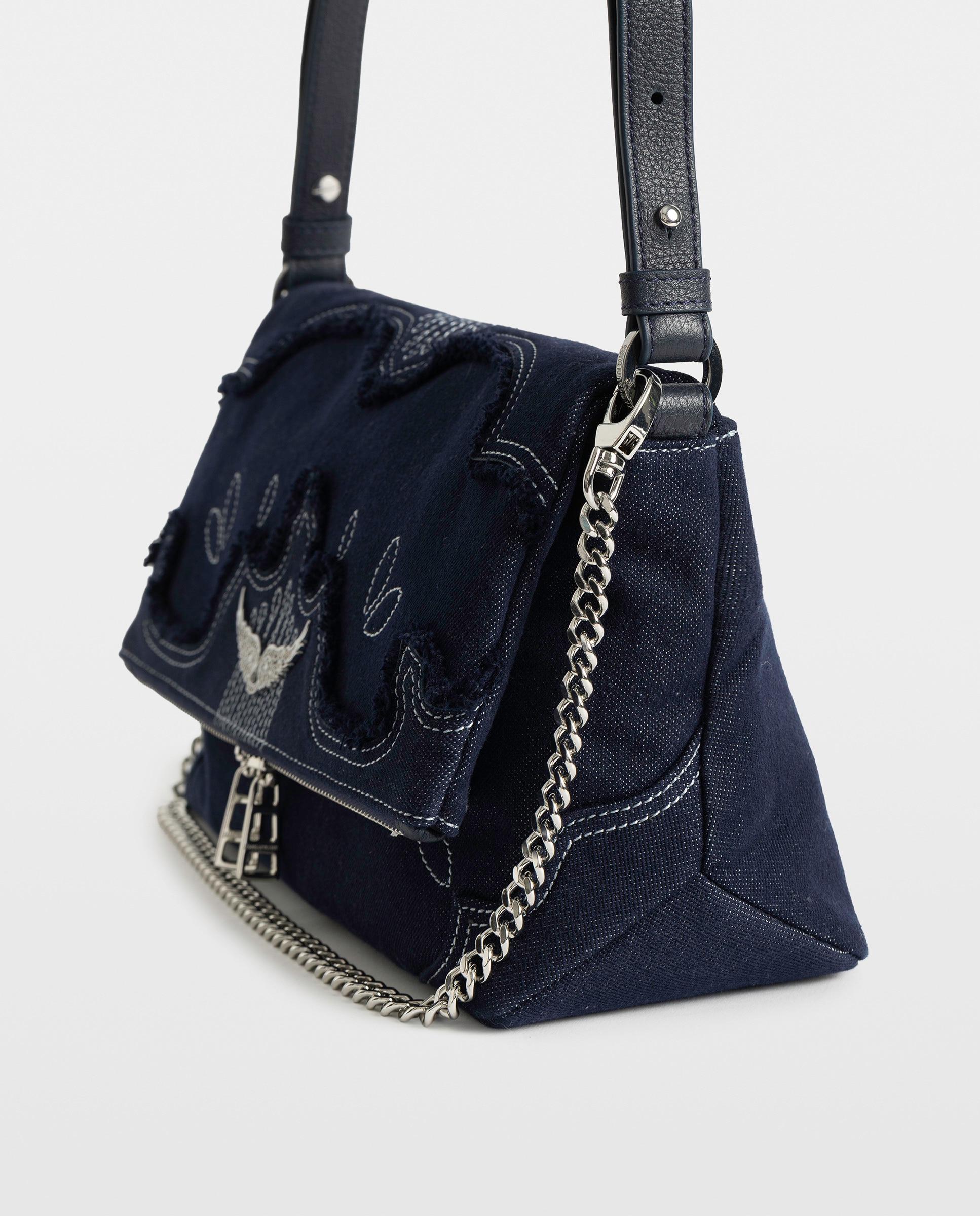 Bolso bandolera de denim con alas emblemáticas - Zadig & Voltaire - Azul Azul-4