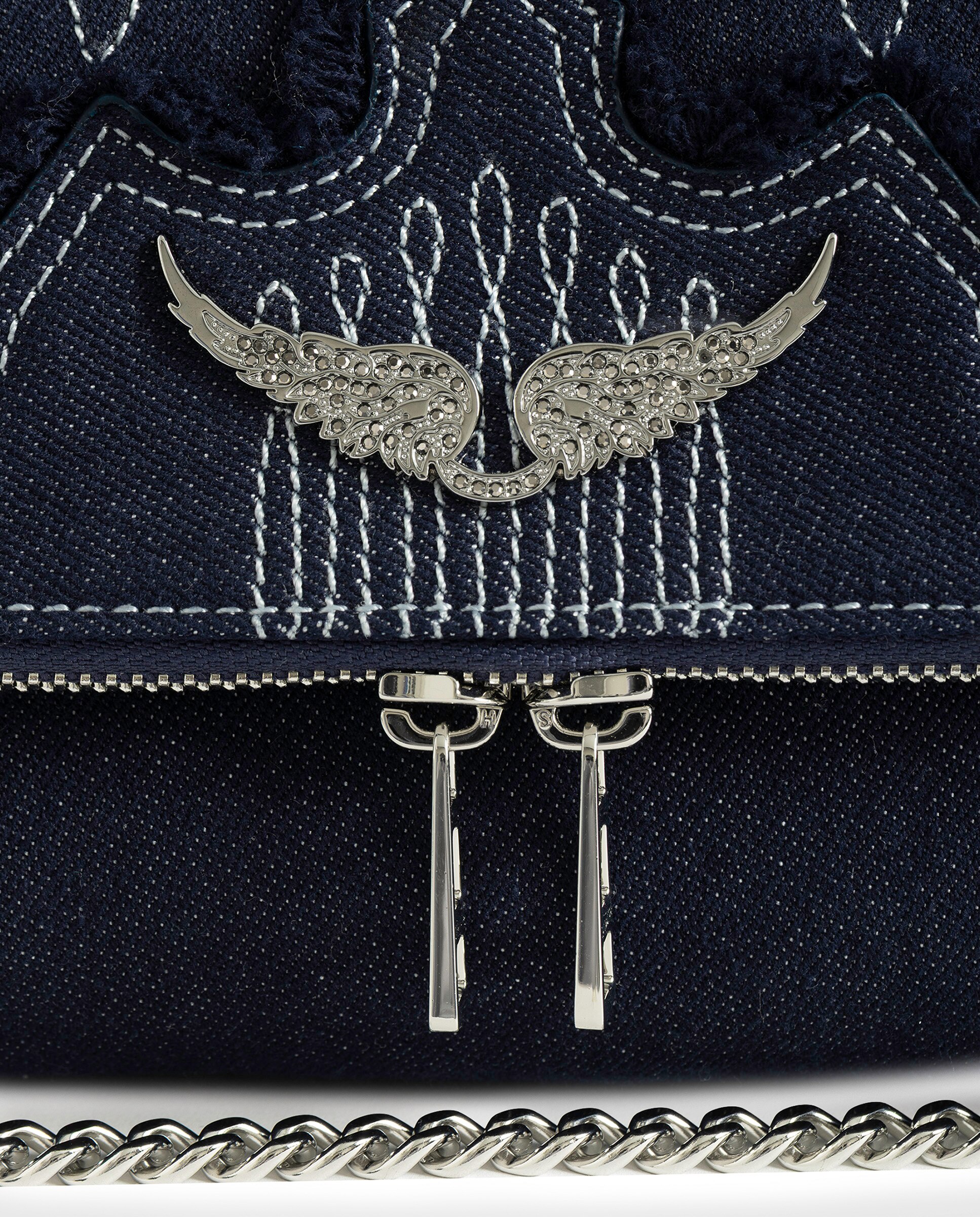 Bolso bandolera de denim con alas emblemáticas - Zadig & Voltaire - Azul Azul-6