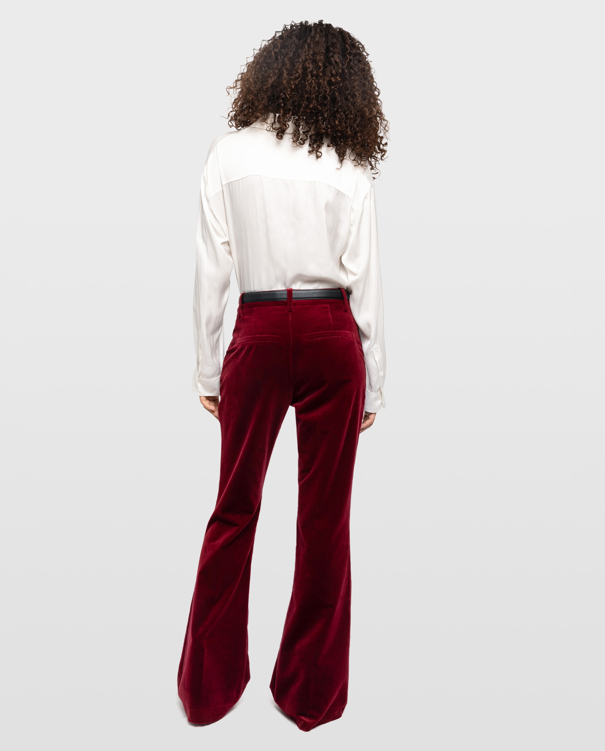 Pantalones de campana de mujer de terciopelo de cintura baja - Zadig & Voltaire - Rojo Rojo-2