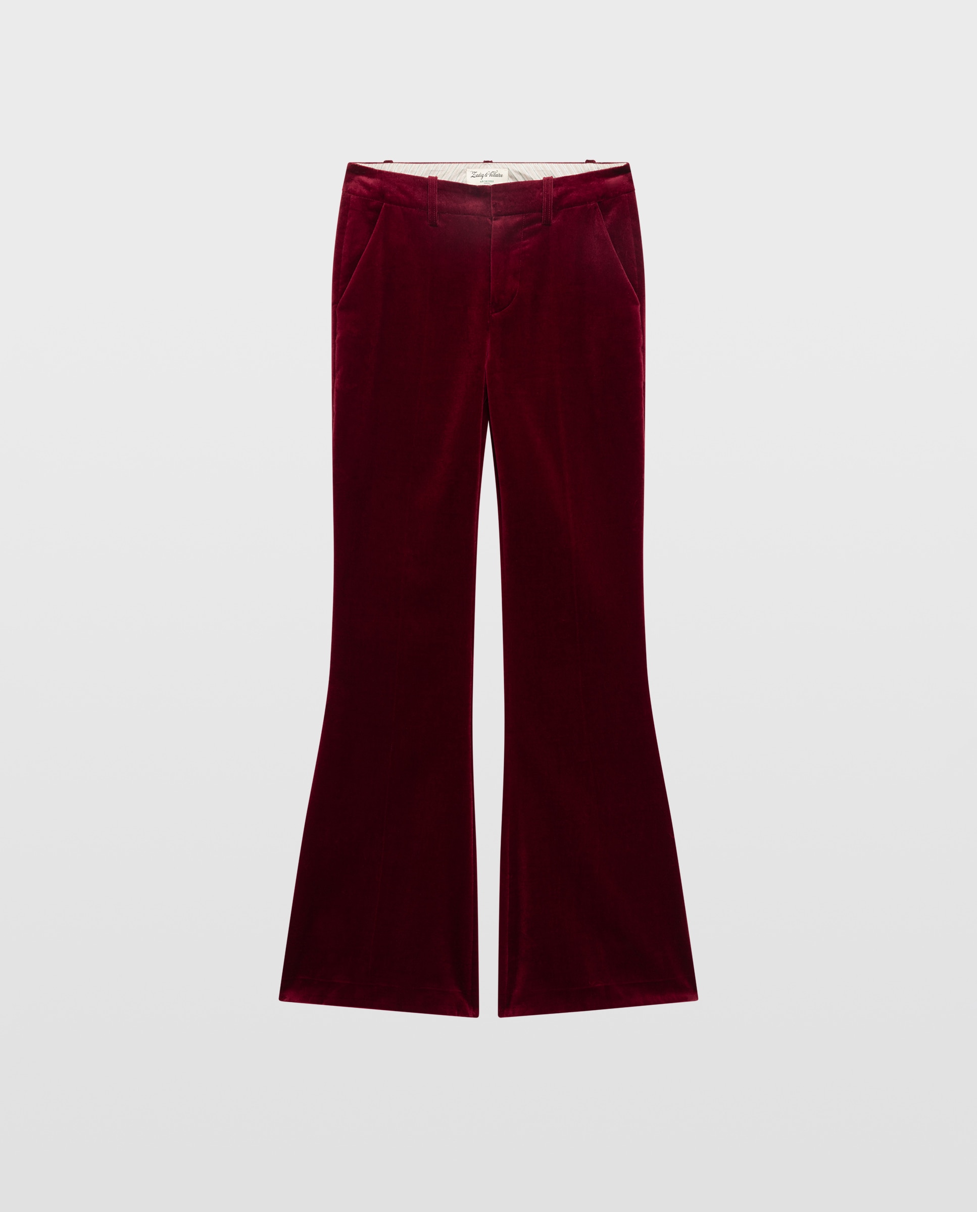 Pantalones de campana de mujer de terciopelo de cintura baja - Zadig & Voltaire - Rojo Rojo-4