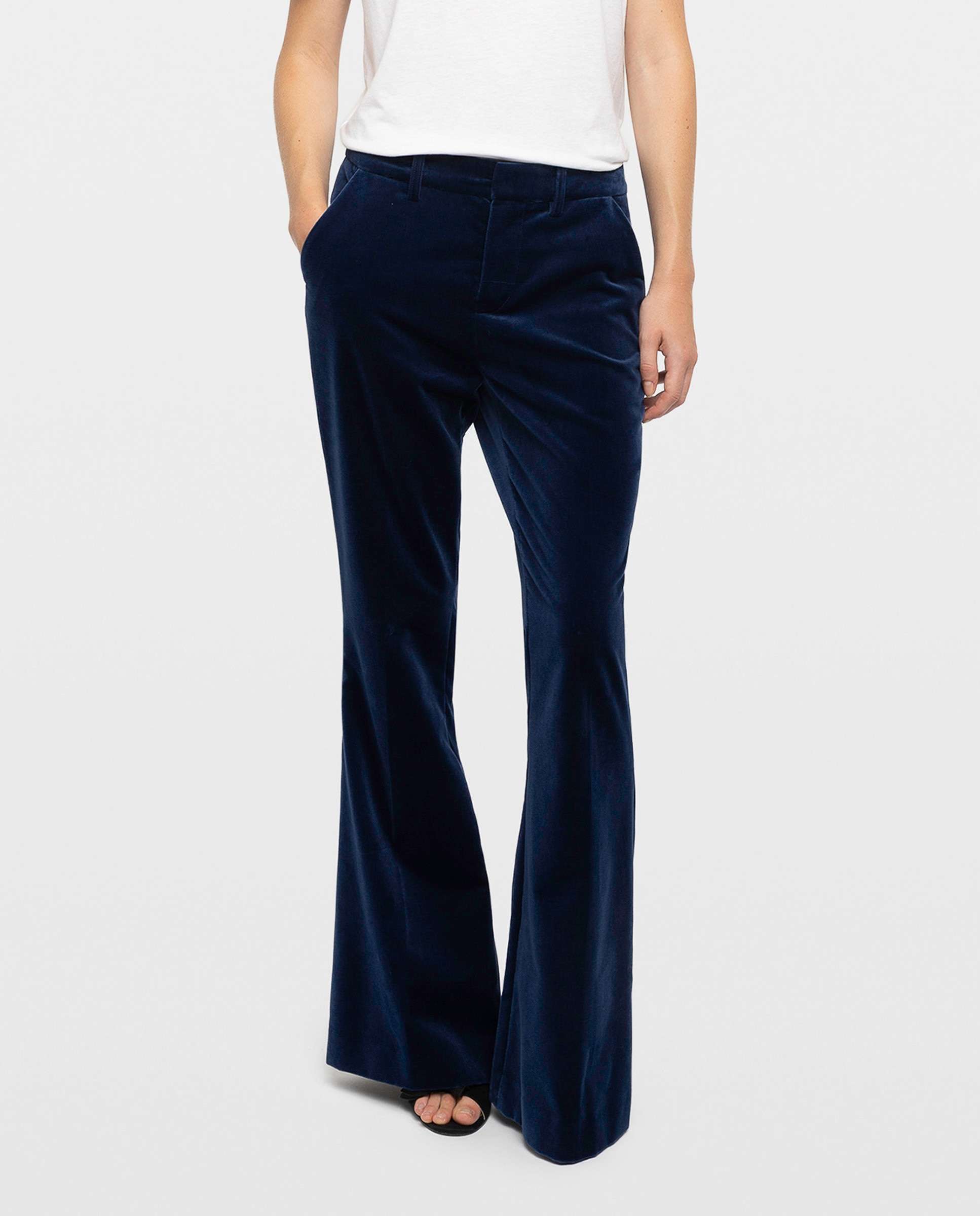 Pantalones de campana de mujer de terciopelo de cintura baja - Zadig & Voltaire - Azul marino Azul marino-2
