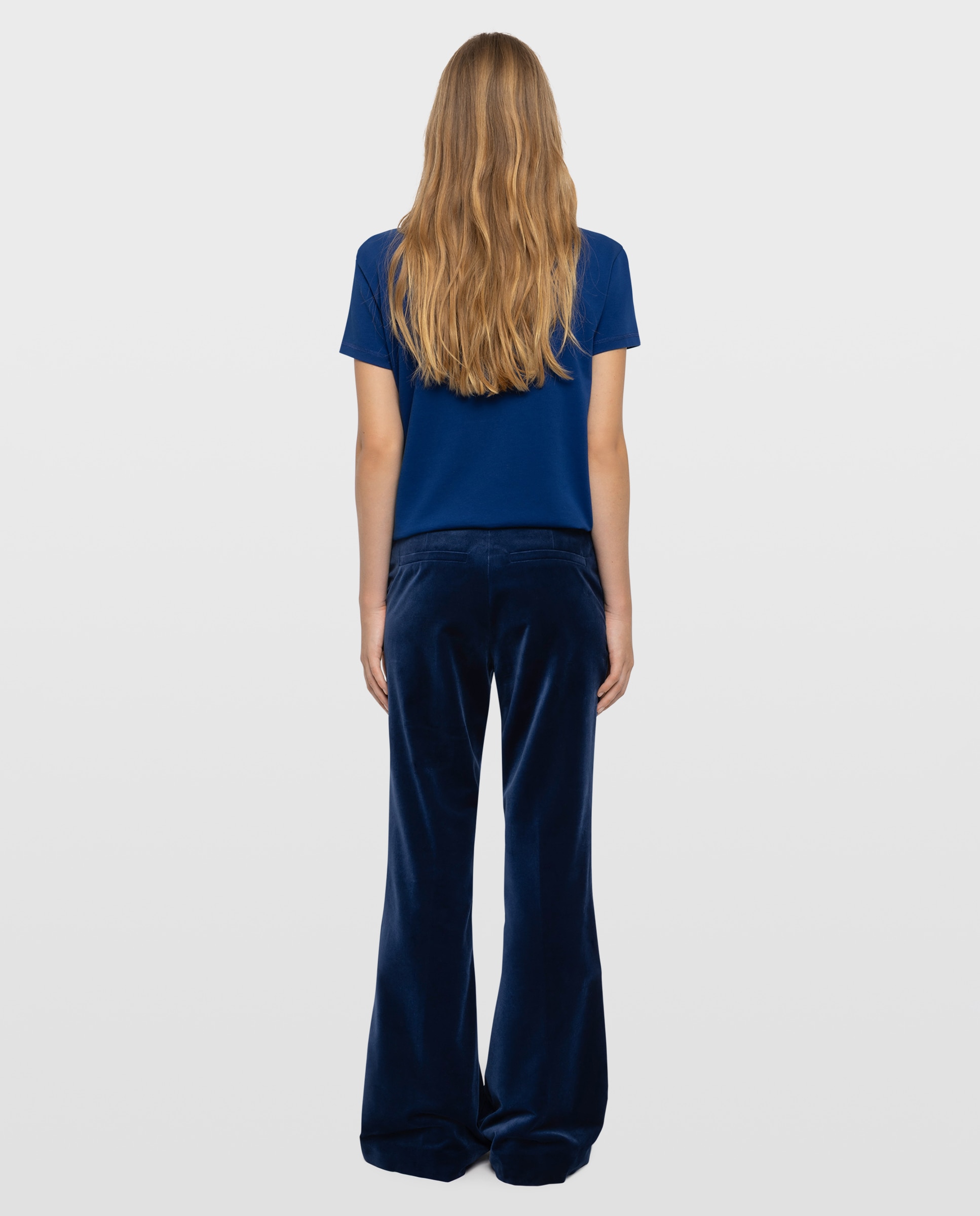 Pantalones de campana de mujer de terciopelo de cintura baja - Zadig & Voltaire - Azul marino Azul marino-3