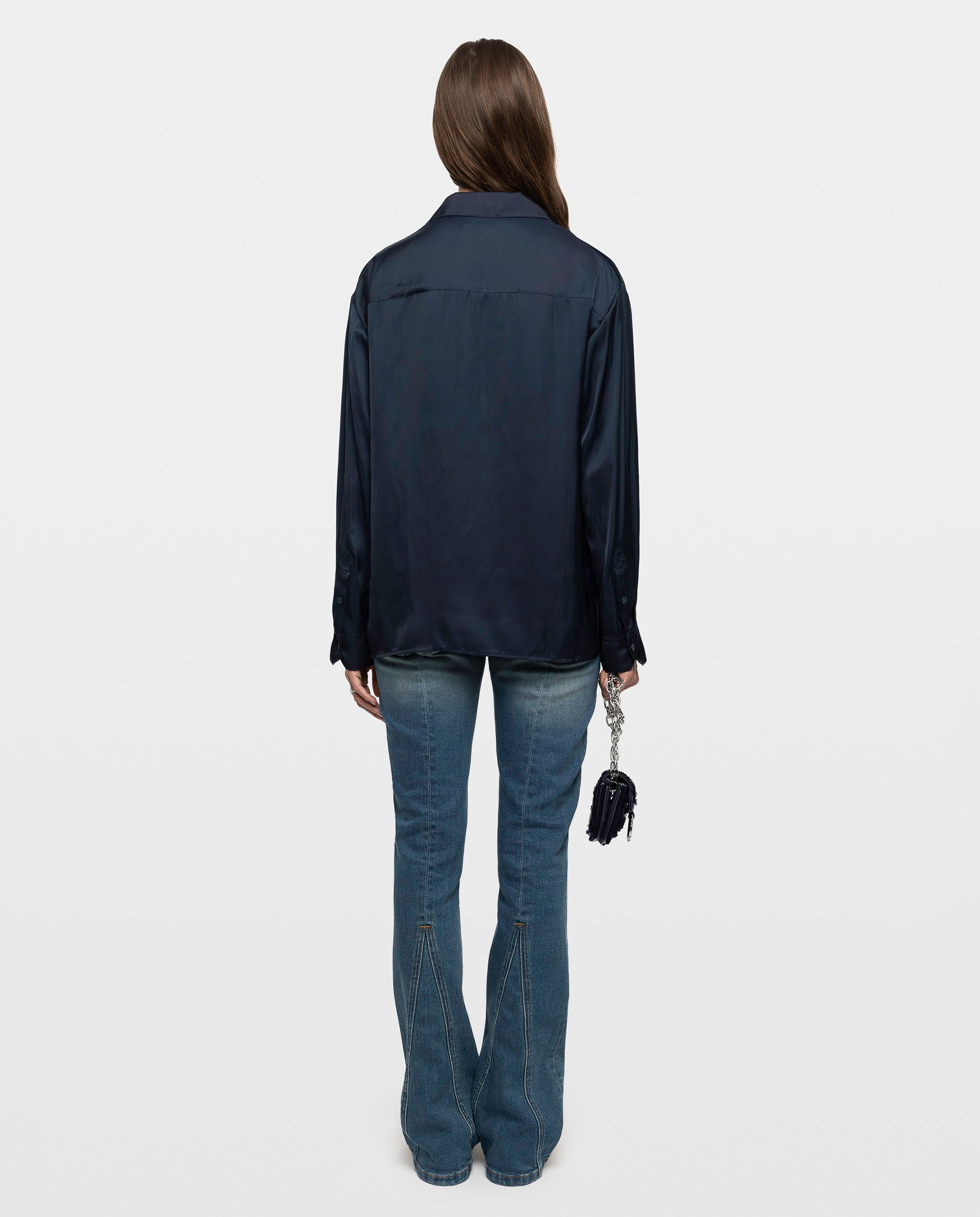 Camisa de mujer de manga larga de satén - Zadig & Voltaire - Azul marino Azul marino-2