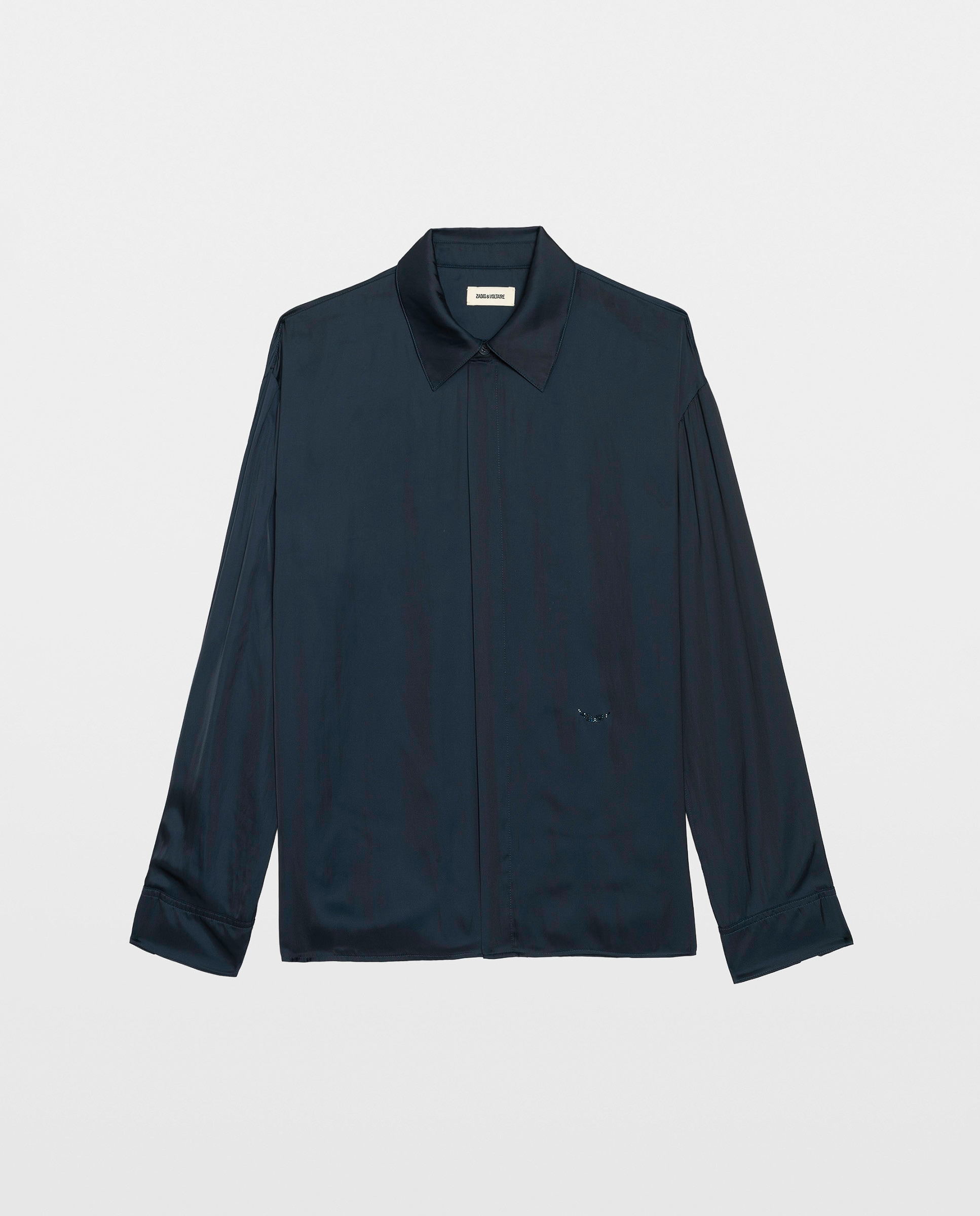 Camisa de mujer de manga larga de satén - Zadig & Voltaire - Azul marino Azul marino-5