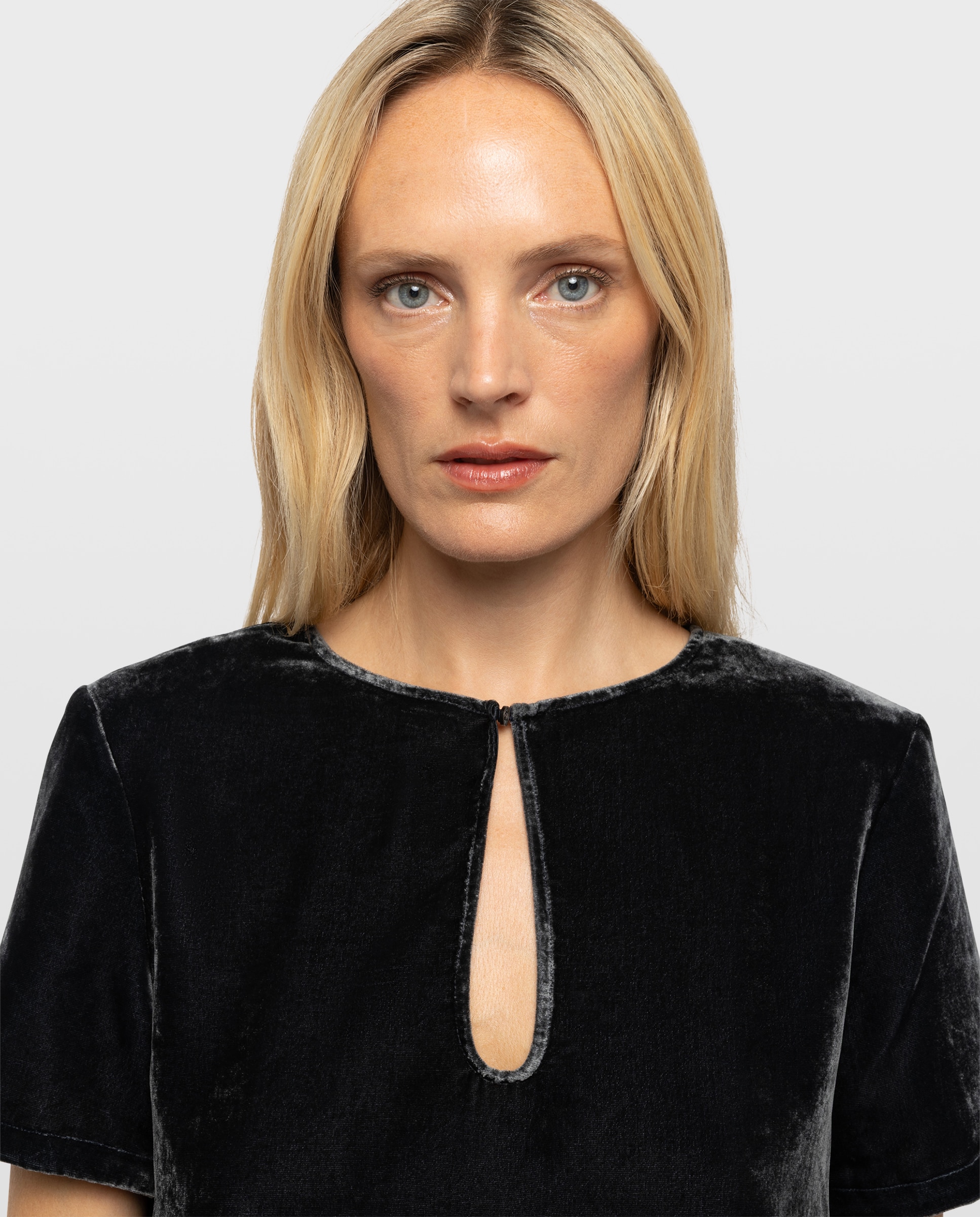Top de mujer de terciopelo de viscosa con mangas cortas - Zadig & Voltaire - Gris oscuro Gris oscuro-4