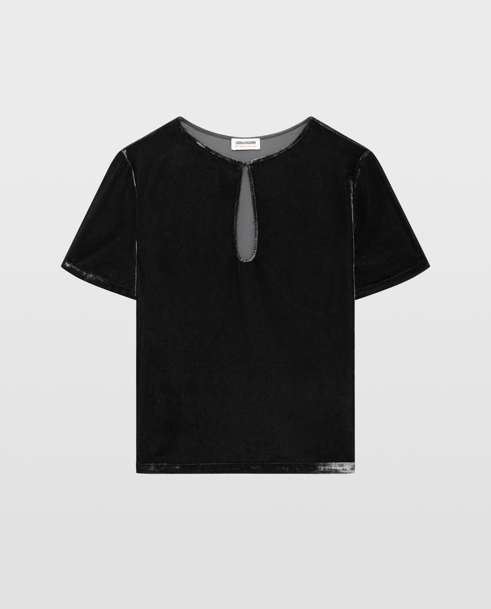 Top de mujer de terciopelo de viscosa con mangas cortas - Zadig & Voltaire - Gris oscuro Gris oscuro-5