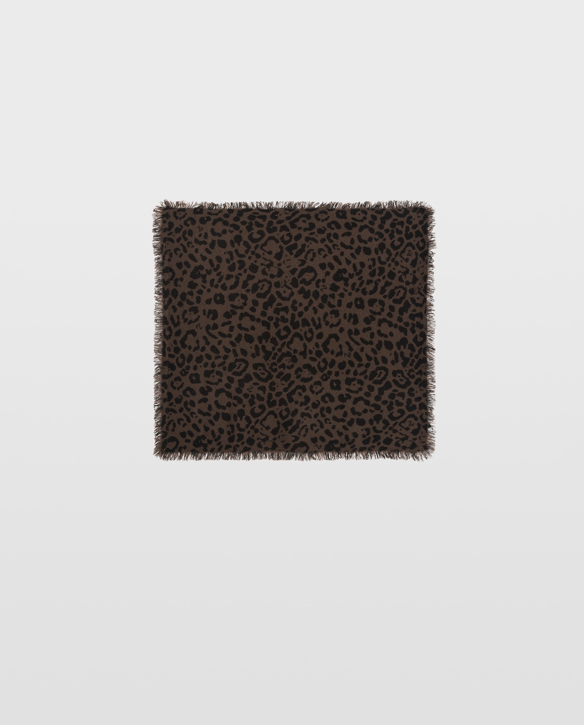 Imagen 0 de Pañuelo mini de mujer de cachemira con estampado de leopardo Marrón