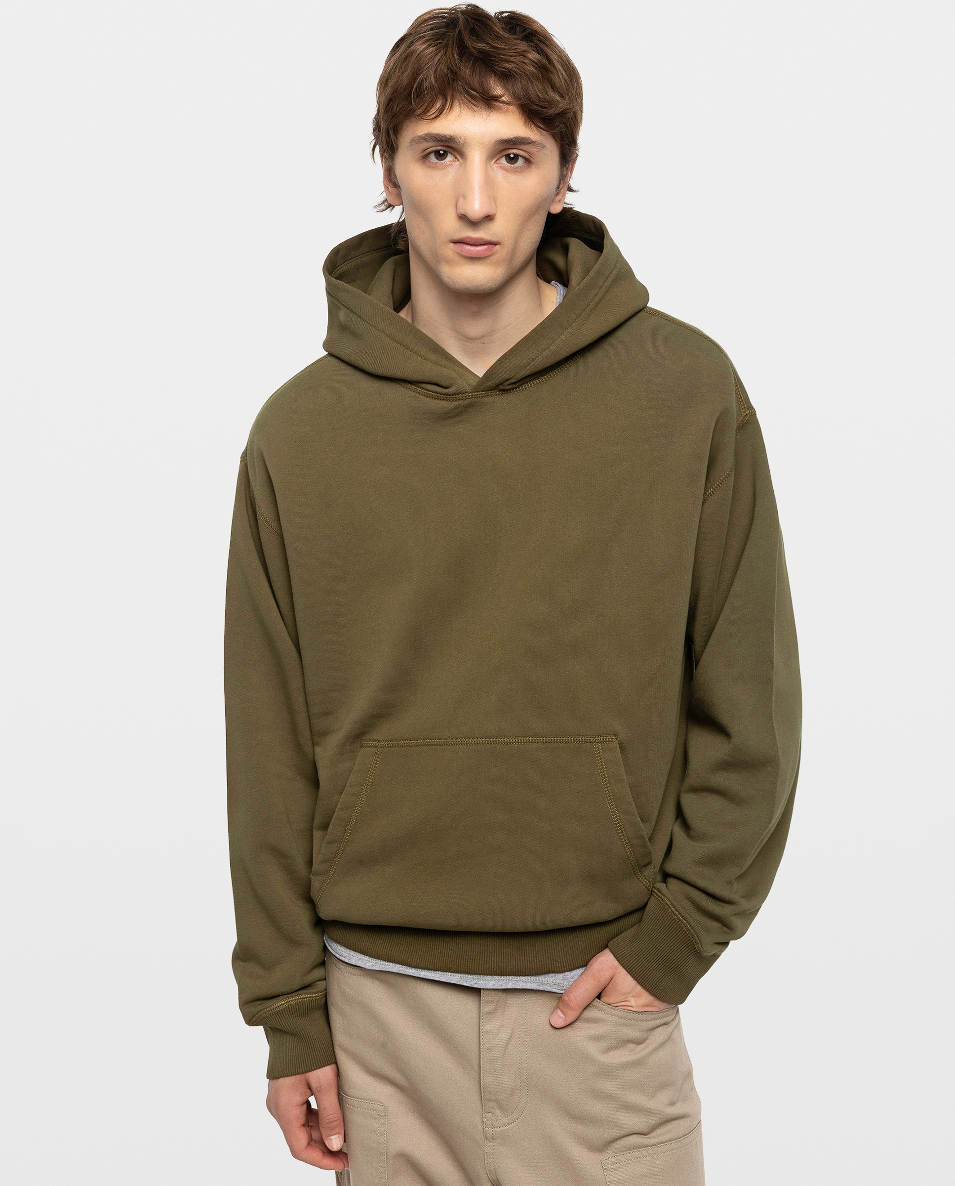 Imagen 0 de Sudadera con capucha de hombre de algodón con parche bordado Marrón