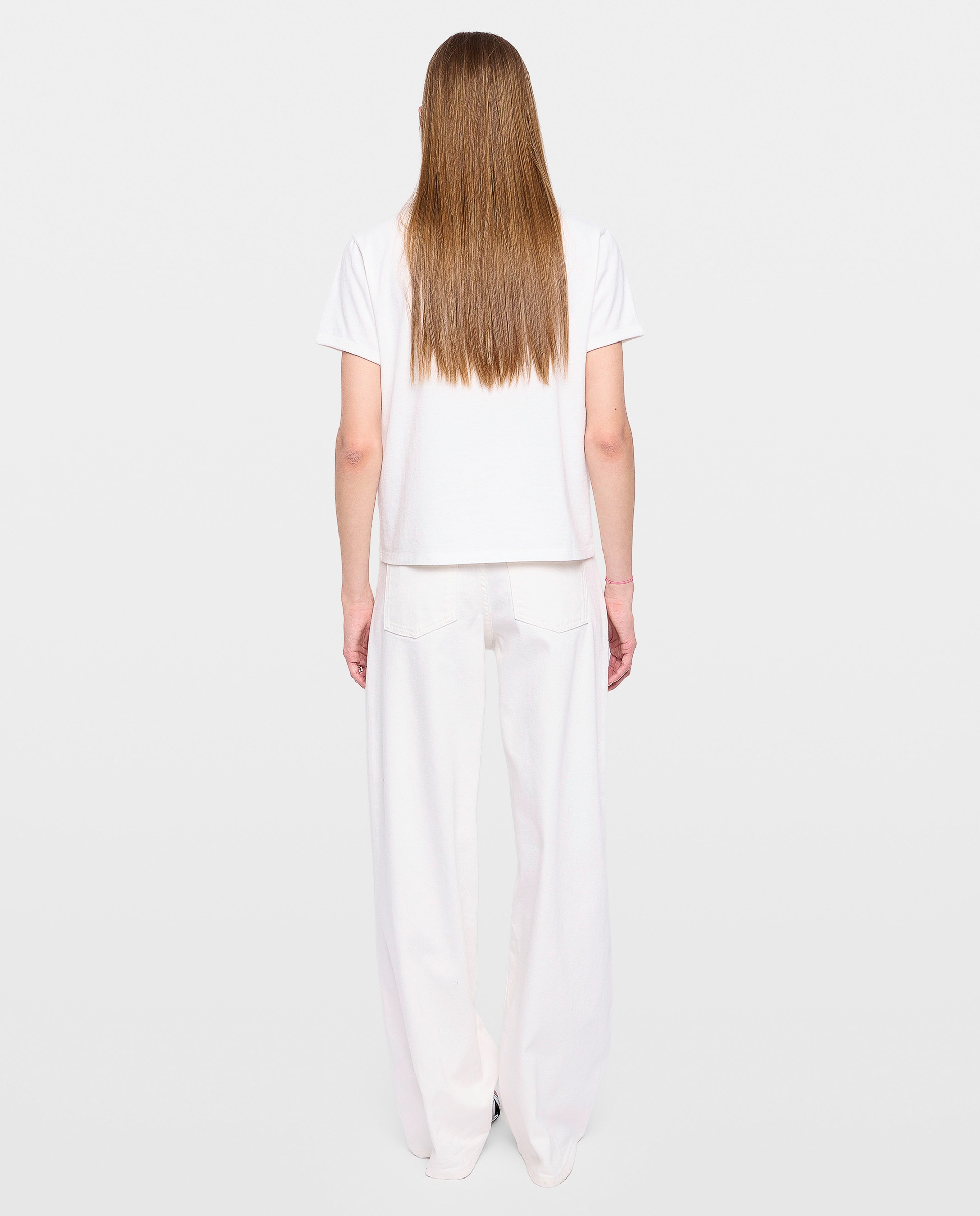 Camiseta de mujer de cuello redondo y mangas cortas de algodón con strass - Zadig & Voltaire - Blanco Blanco-2