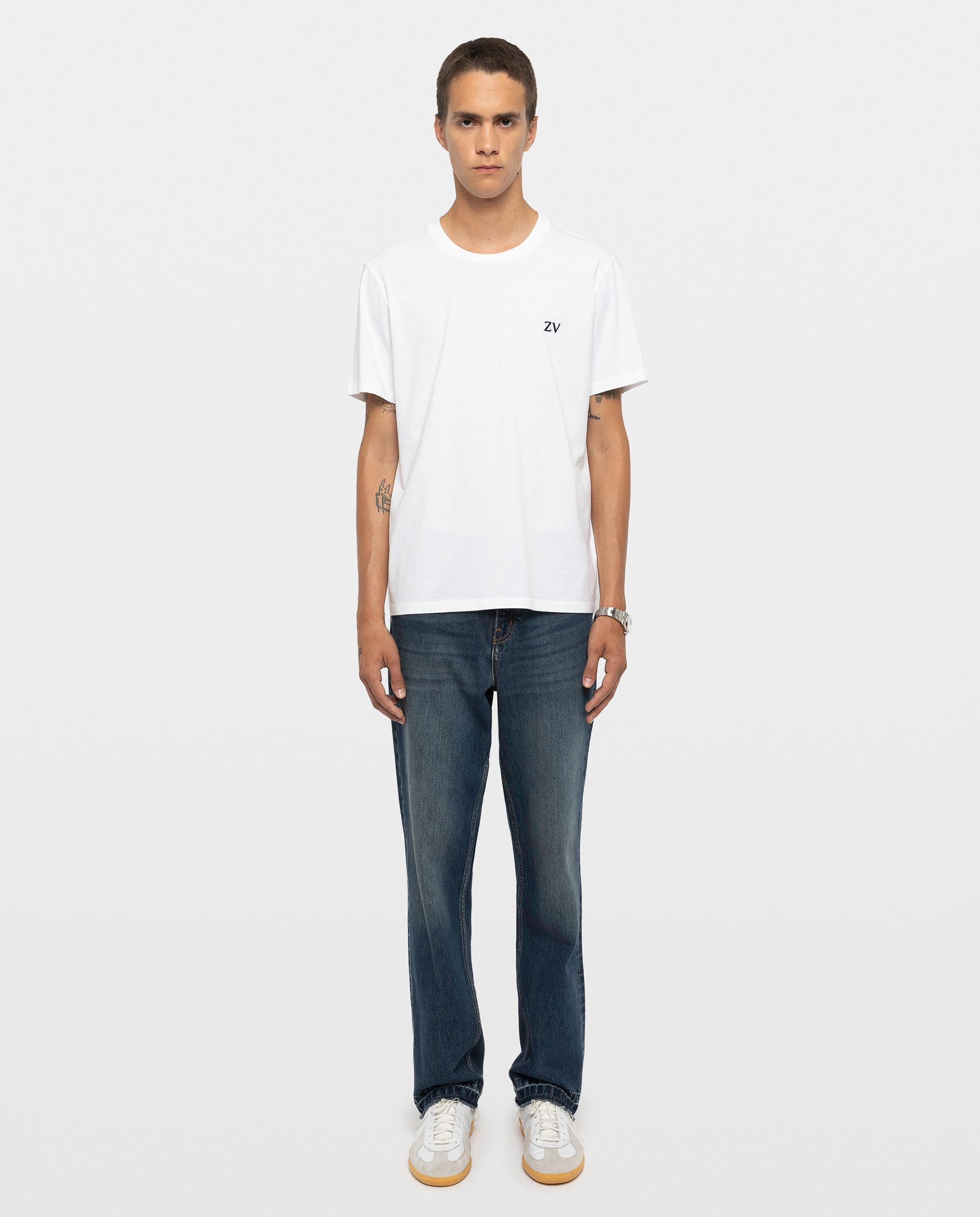 Camiseta de hombre de manga corta de algodón con flocado - Zadig & Voltaire - Blanco Blanco-3
