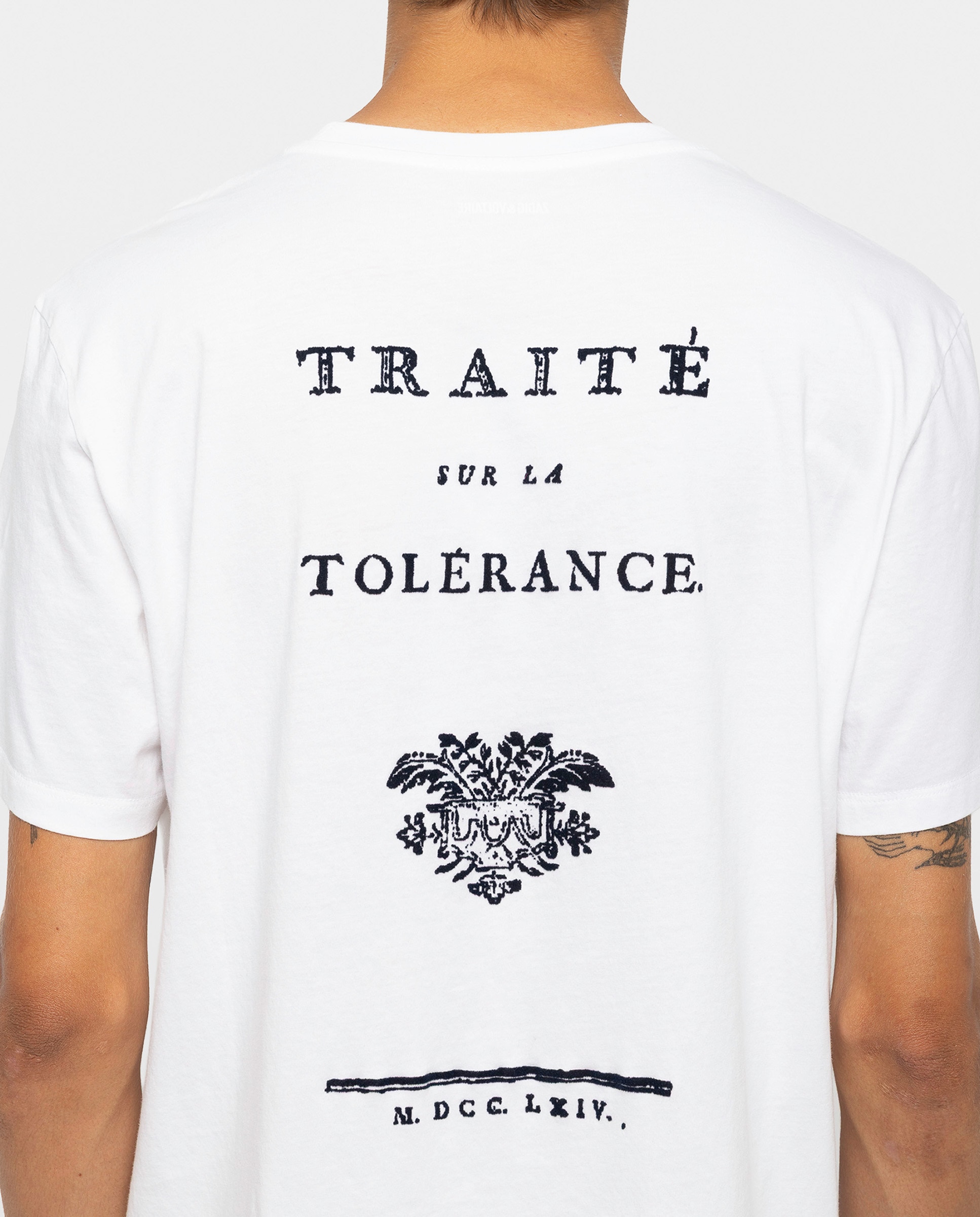 Camiseta de hombre de manga corta de algodón con flocado - Zadig & Voltaire - Blanco Blanco-4