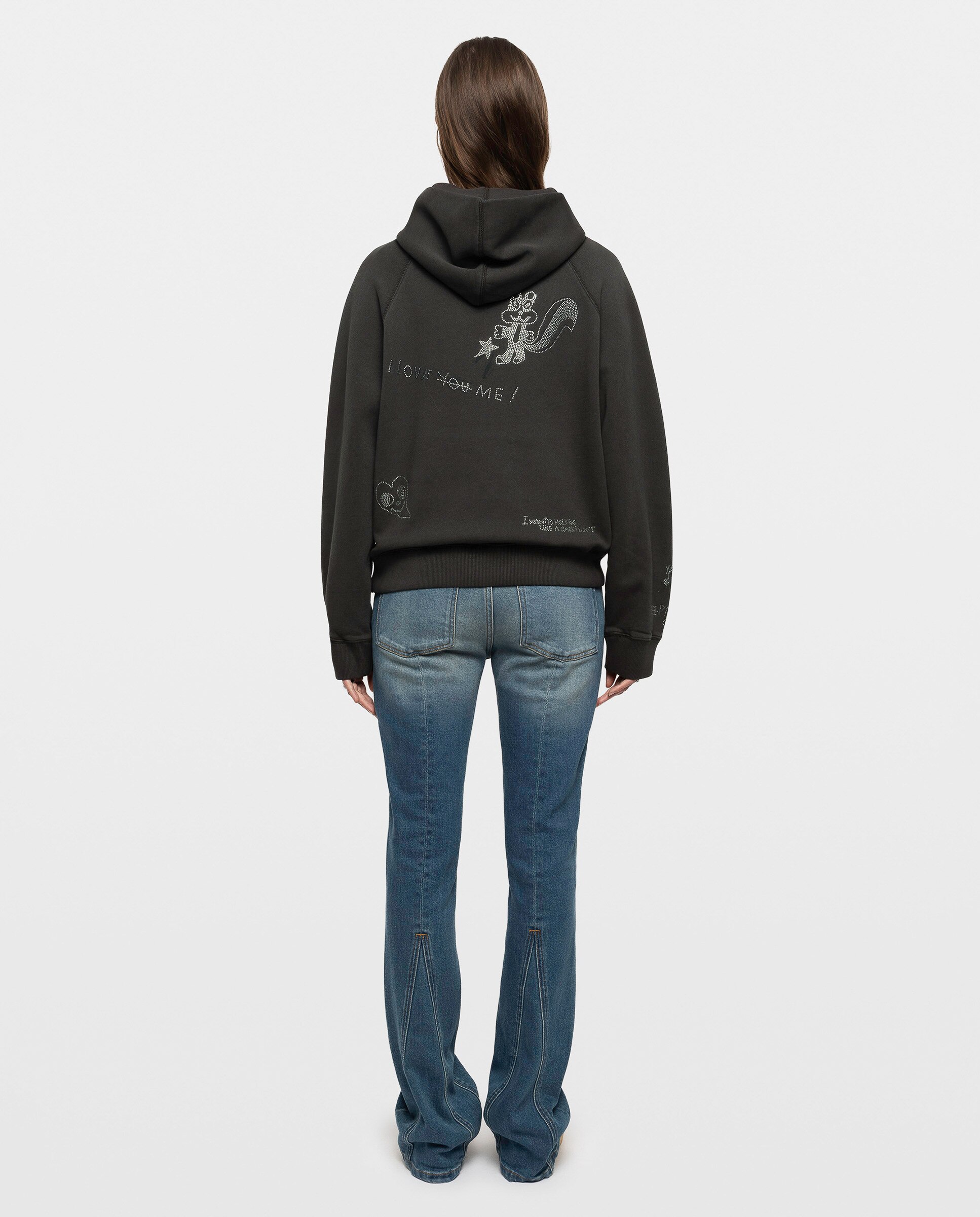 Sudadera de mujer con capucha, estampados y strass - Zadig & Voltaire - Gris oscuro Gris oscuro-2