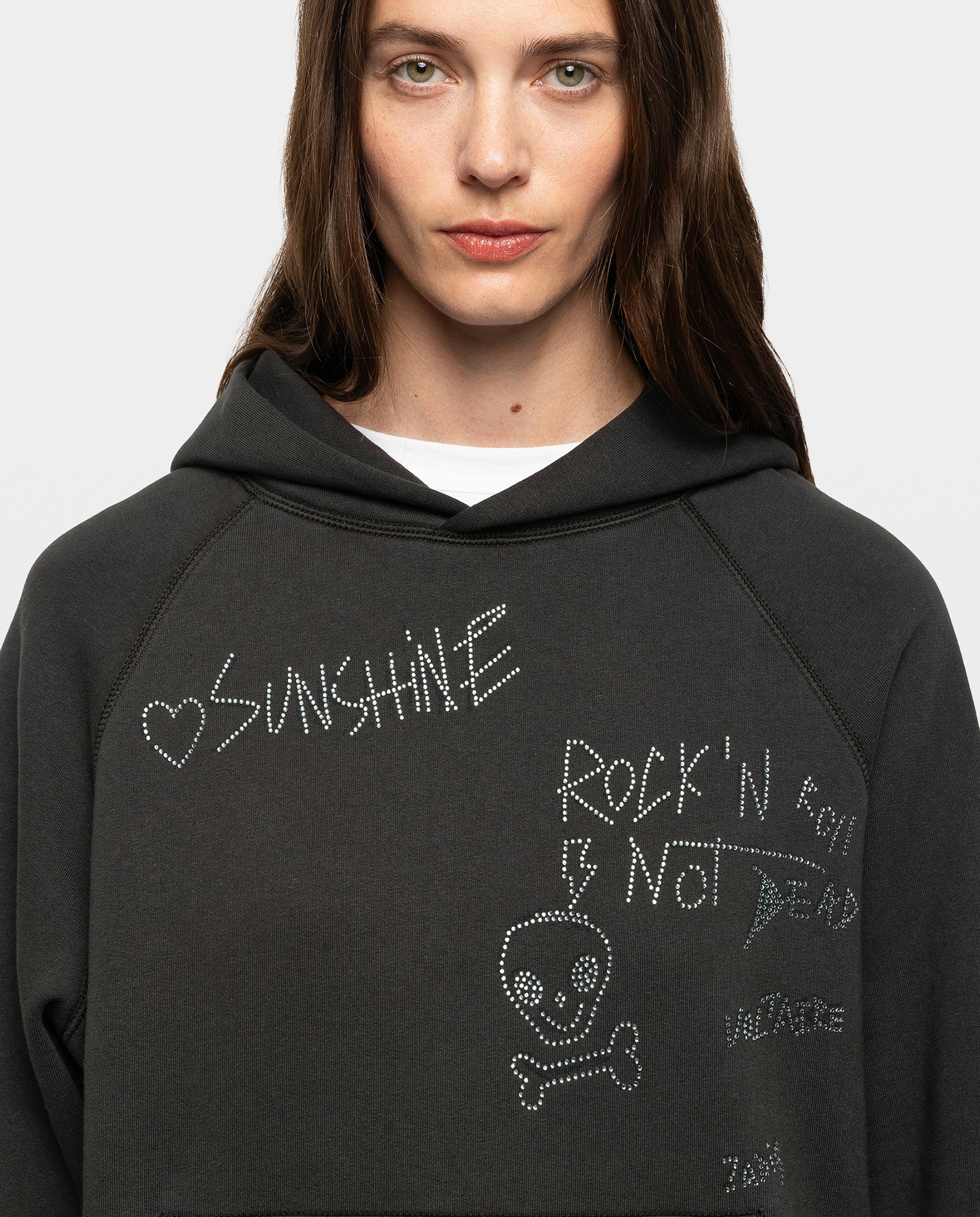 Sudadera de mujer con capucha, estampados y strass - Zadig & Voltaire - Gris oscuro Gris oscuro-4