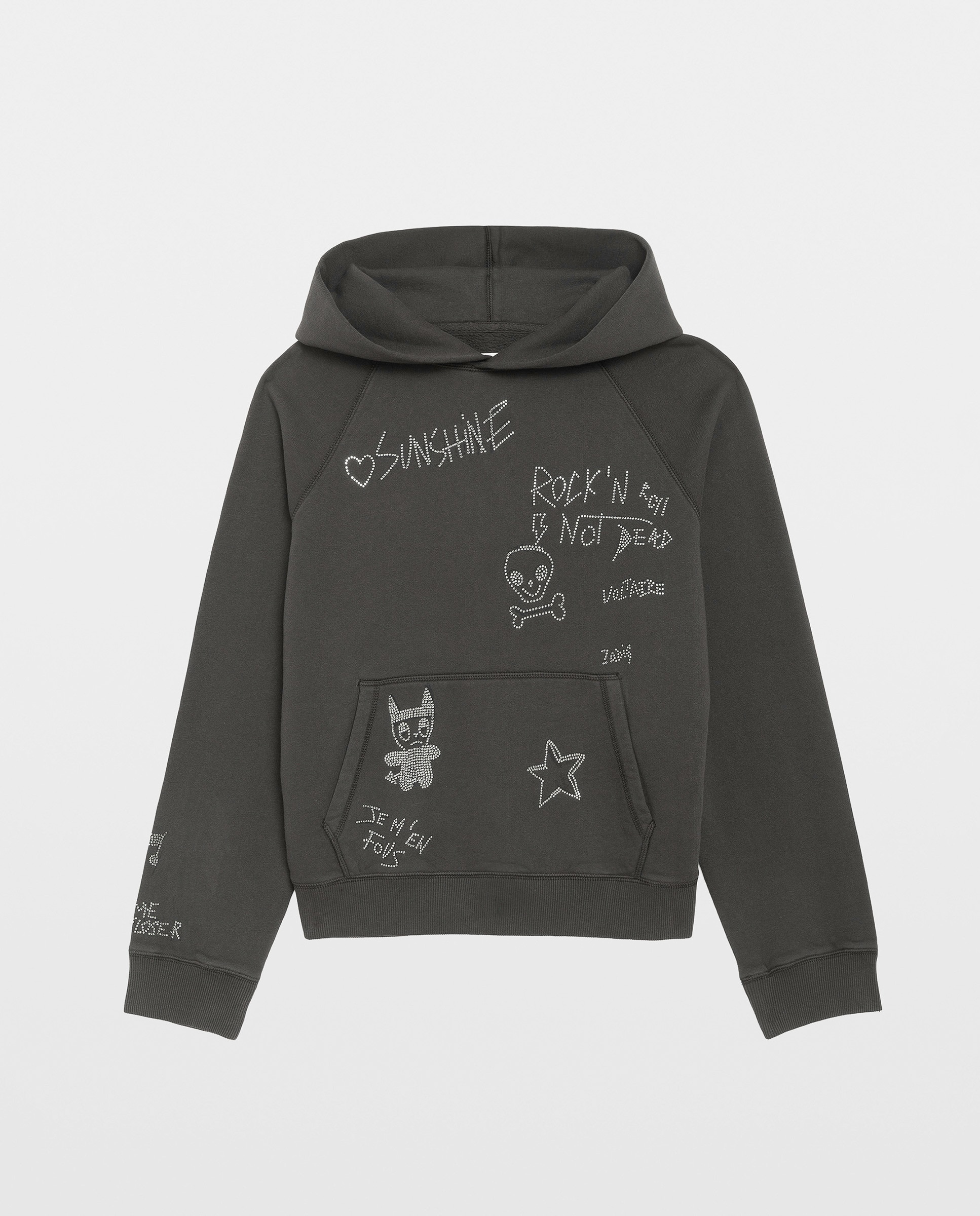 Sudadera de mujer con capucha, estampados y strass - Zadig & Voltaire - Gris oscuro Gris oscuro-5