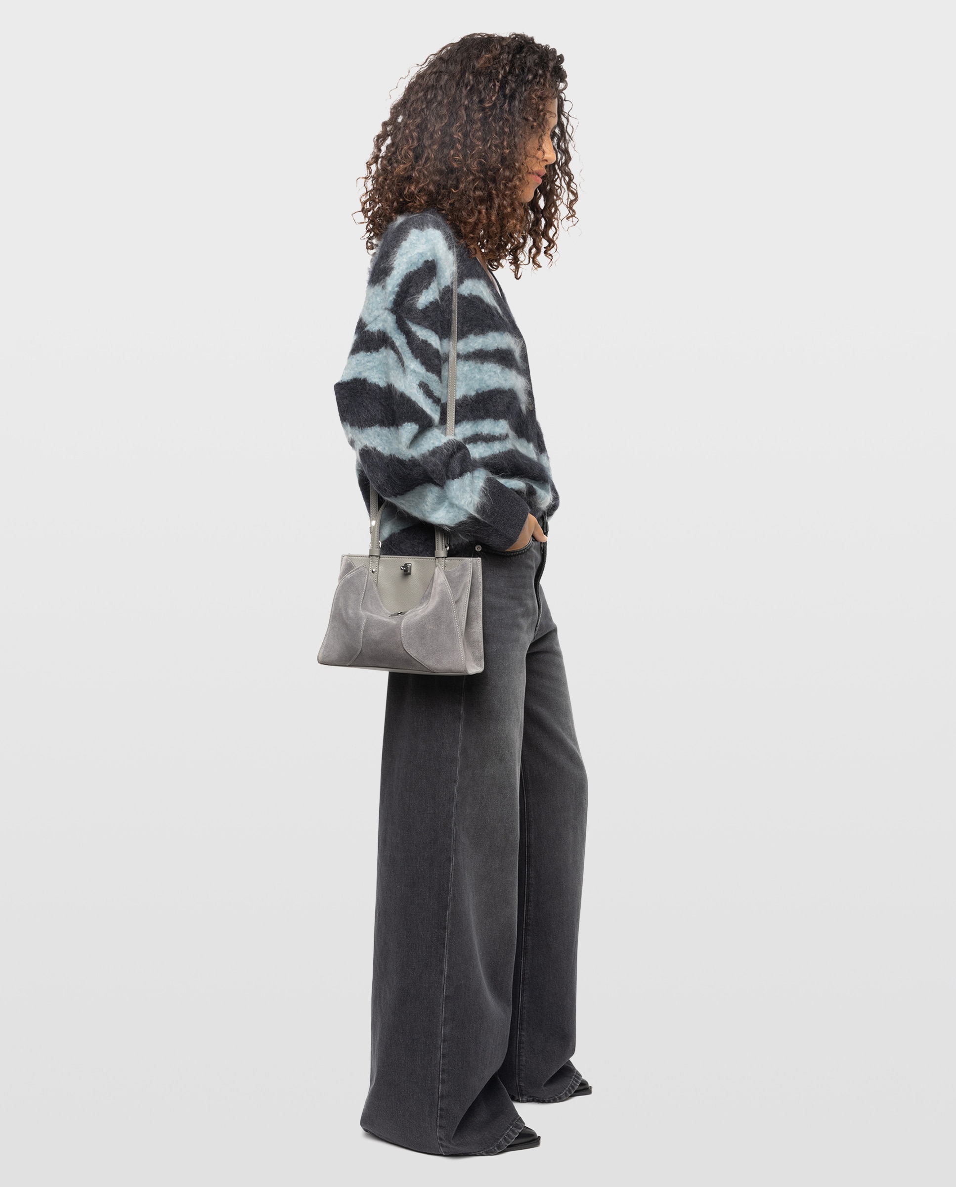 Imagen 3 de Cárdigan de mujer 100% cachemira con jacquard cebra - Zadig & Voltaire - Gris oscuro Gris oscuro