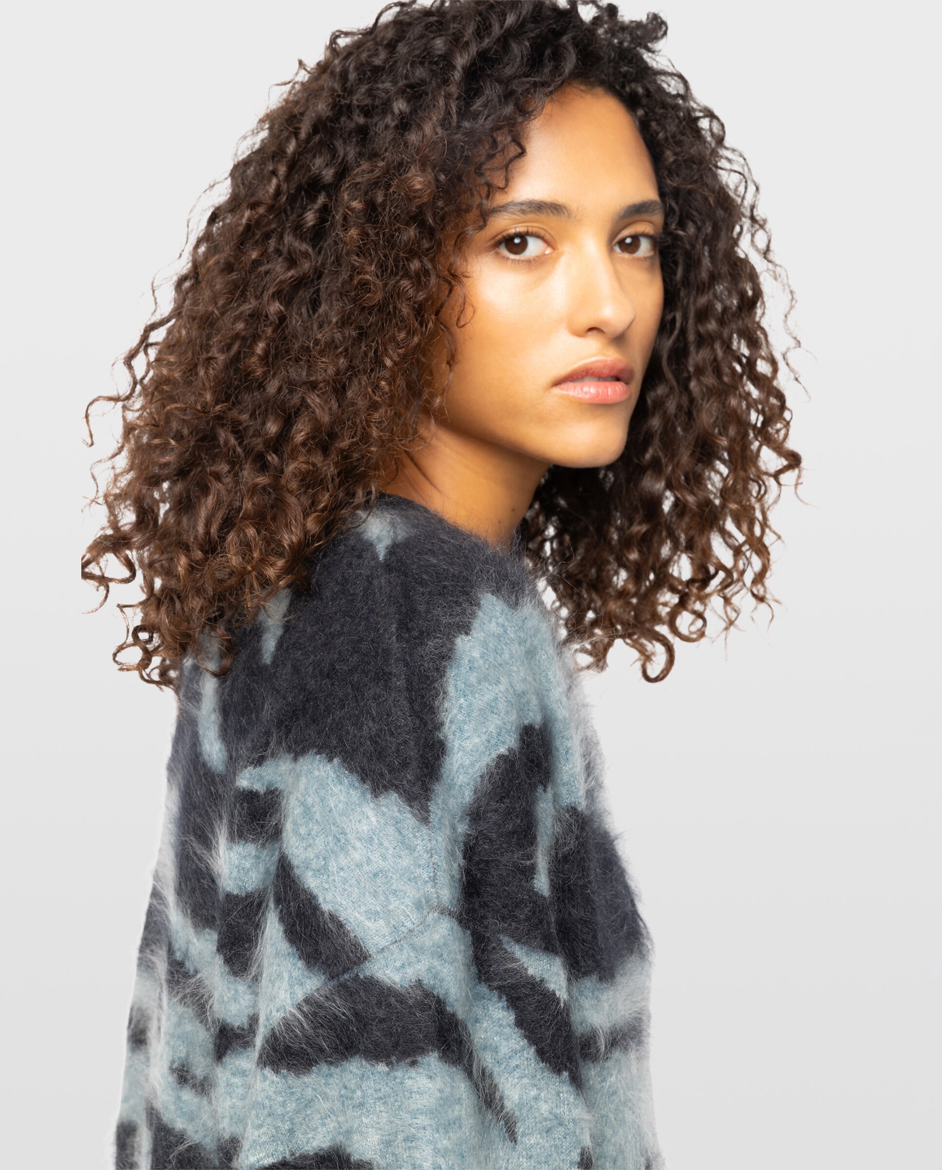 Imagen 5 de Cárdigan de mujer 100% cachemira con jacquard cebra - Zadig & Voltaire - Gris oscuro Gris oscuro
