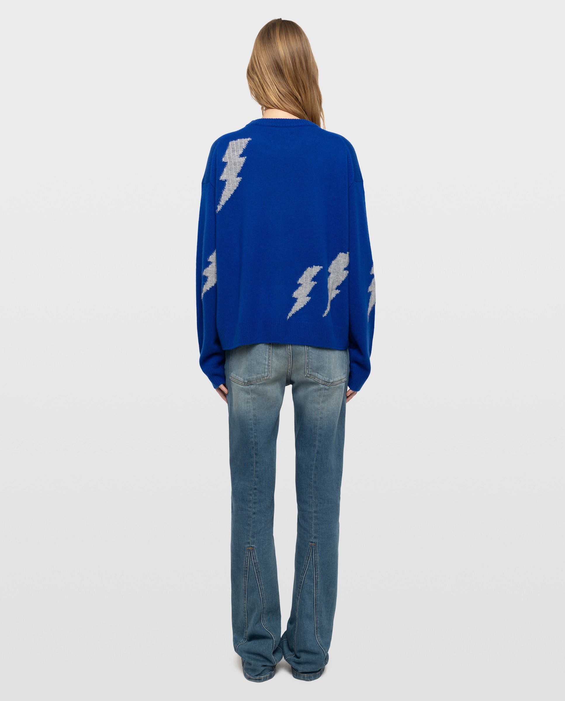 Jersey de mujer 100% cachemira de cuello redondo y manga larga - Zadig & Voltaire - Azul eléctrico Azul eléctrico-2