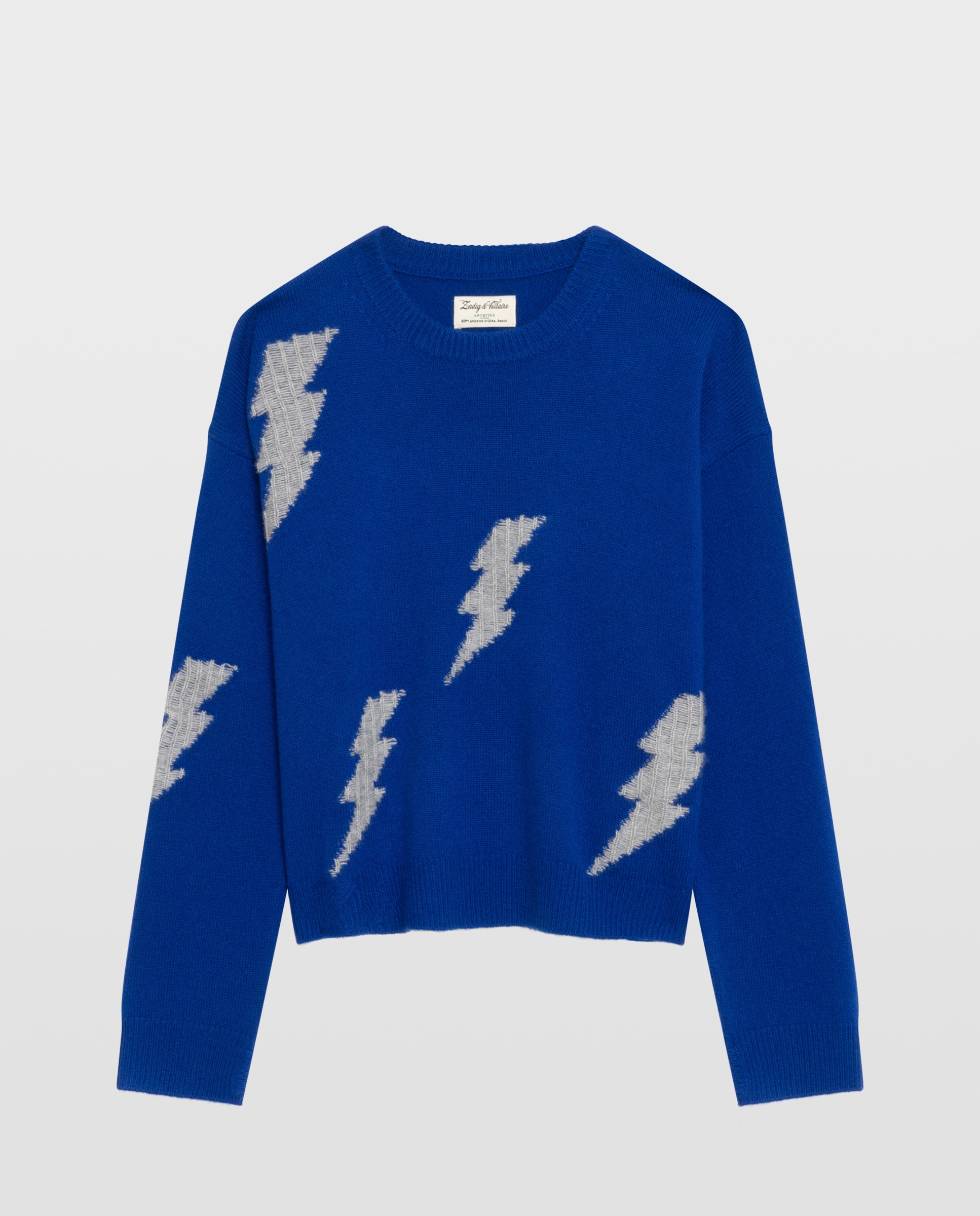 Jersey de mujer 100% cachemira de cuello redondo y manga larga - Zadig & Voltaire - Azul eléctrico Azul eléctrico-5