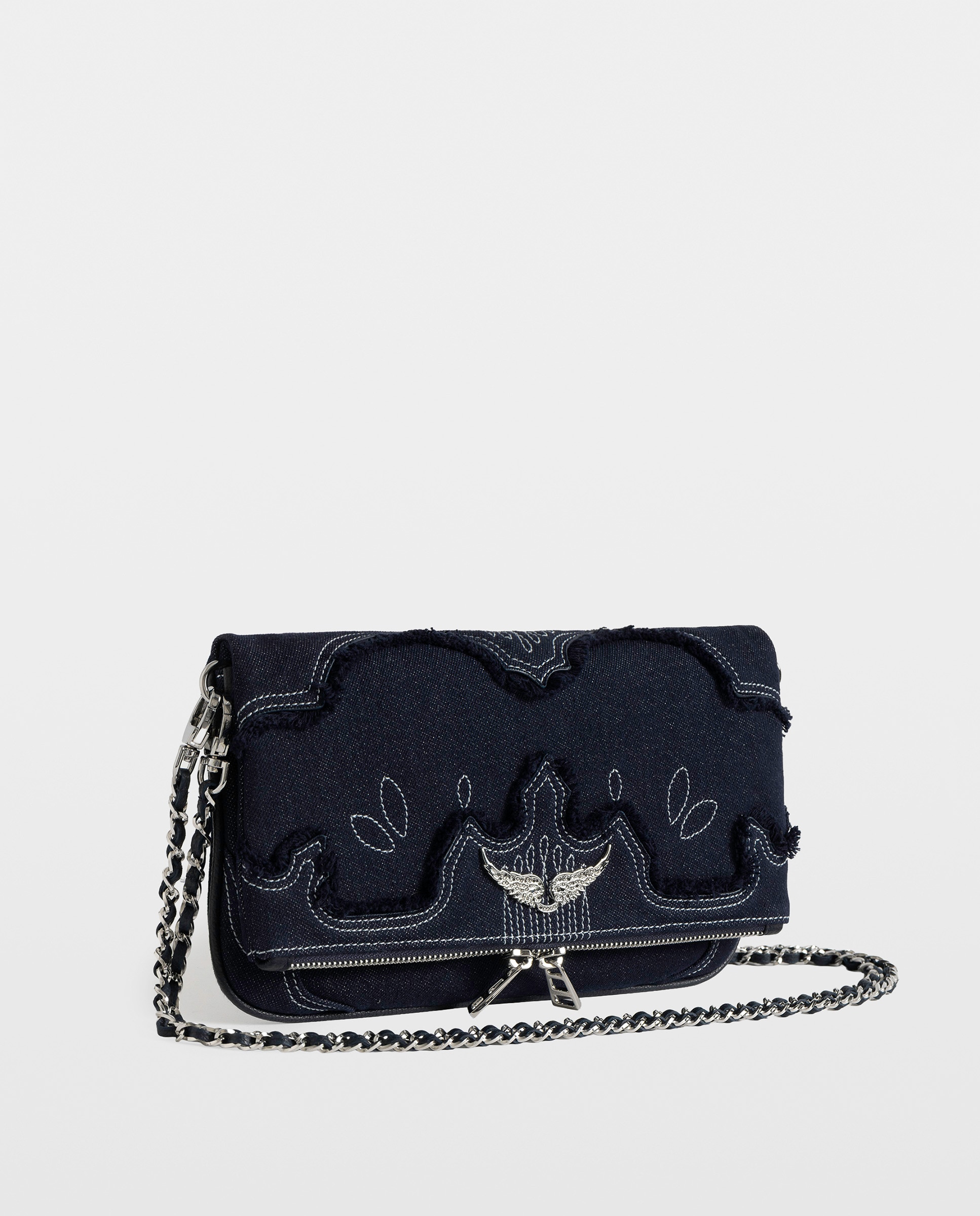 Bolso de mano rock de denim con detalles de piel y strass - Zadig & Voltaire - Azul Azul-2