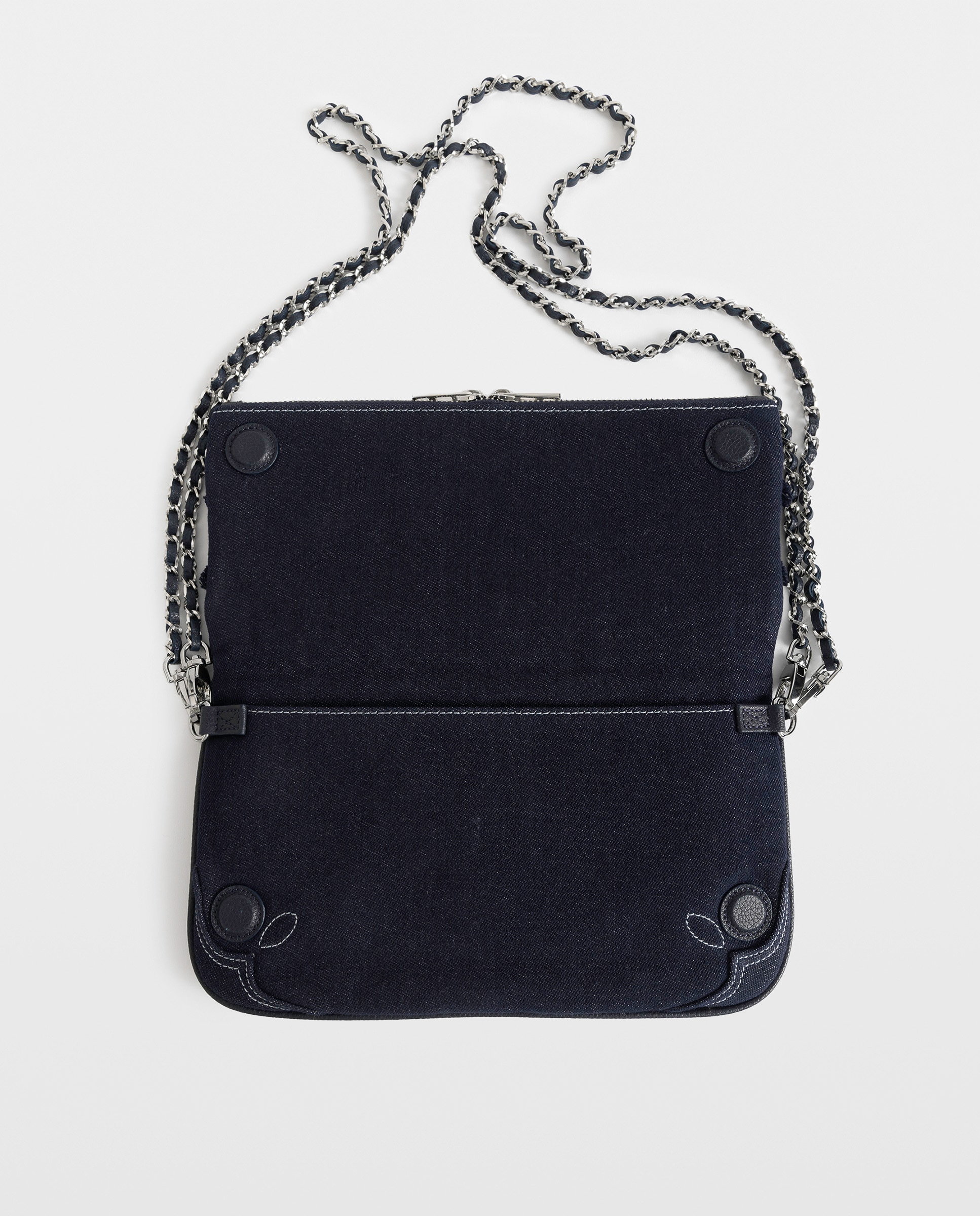 Bolso de mano rock de denim con detalles de piel y strass - Zadig & Voltaire - Azul Azul-4