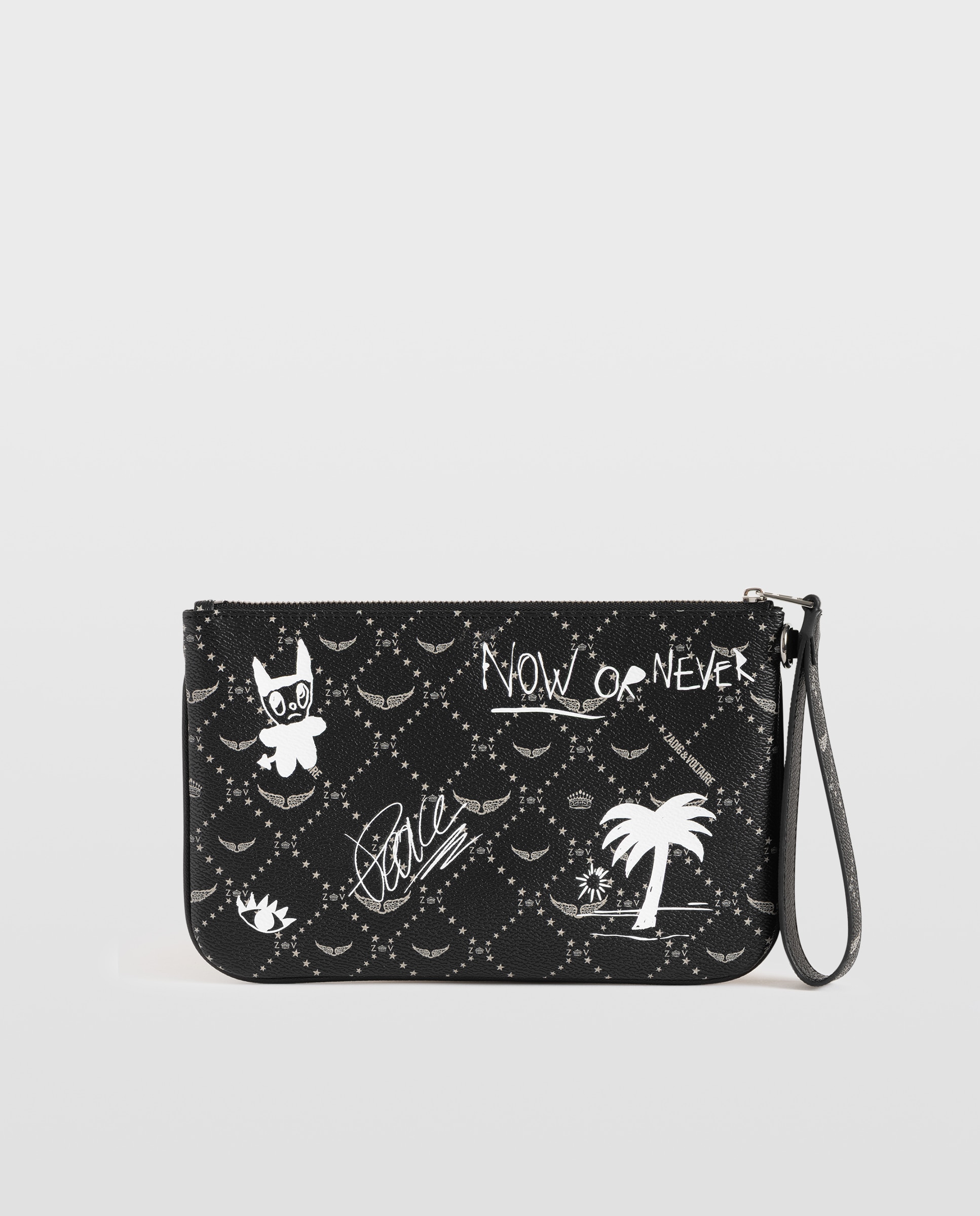 Bolso de mano de mujer z pouch con monograma y arty tag de lona revestida - Zadig & Voltaire - Negro Negro-3