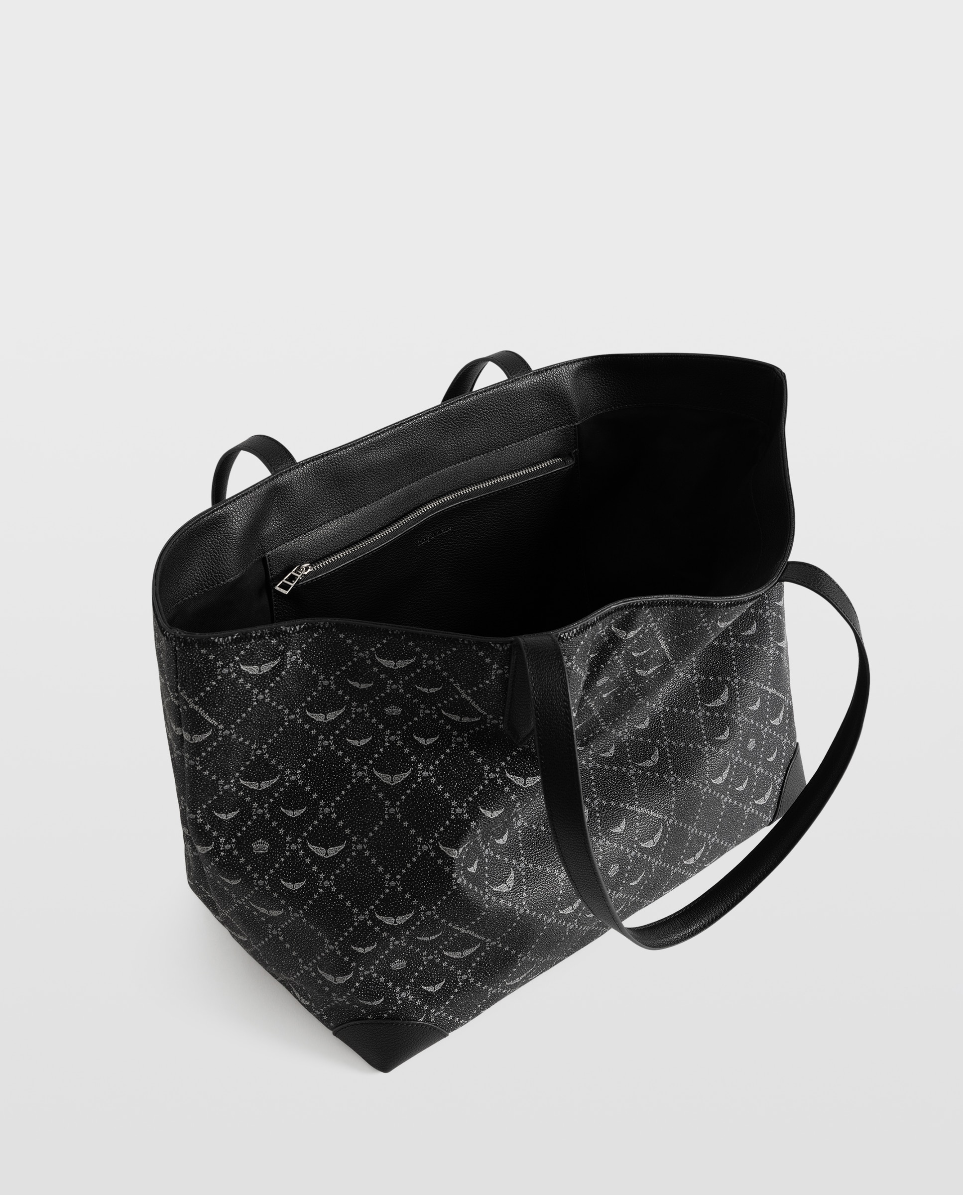 Capazo shopper grande de lona con monograma - Zadig & Voltaire - Negro Negro-4