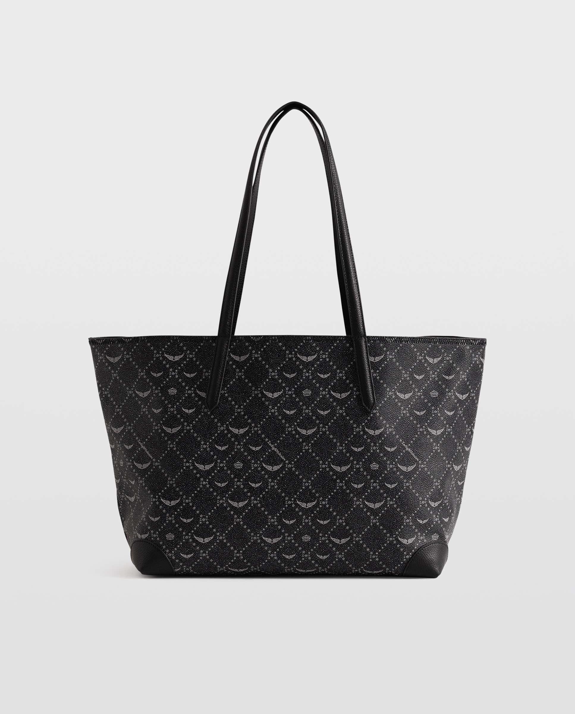 Capazo shopper grande de lona con monograma - Zadig & Voltaire - Negro Negro-3