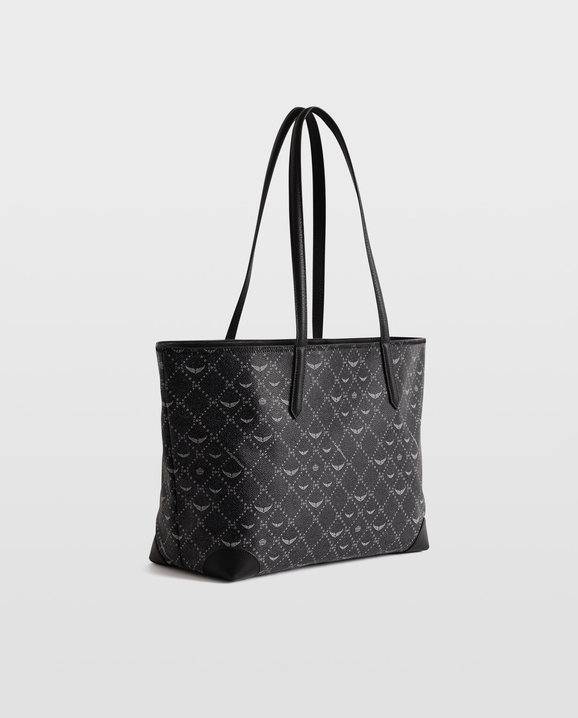 Capazo shopper grande de lona con monograma - Zadig & Voltaire - Negro Negro-2