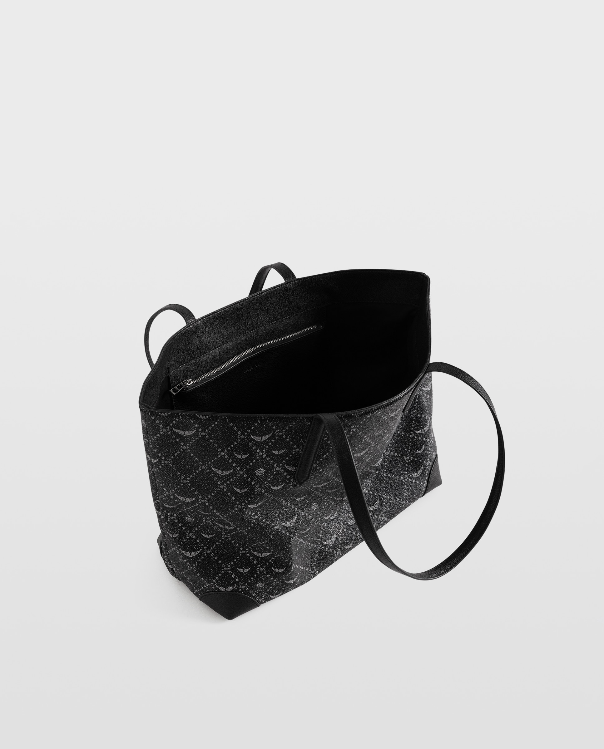 Capazo shopper grande de lona con monograma - Zadig & Voltaire - Negro Negro-4