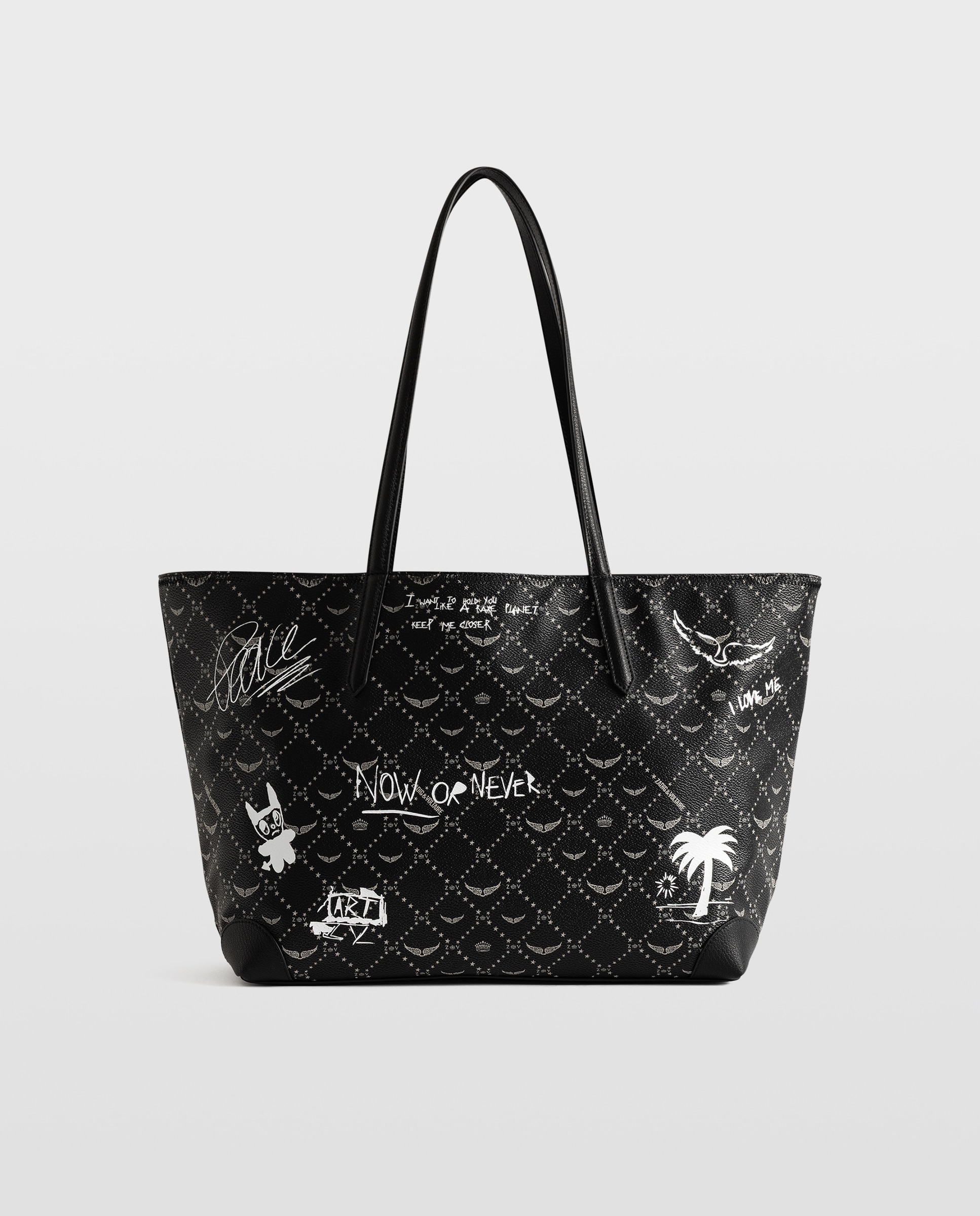 Capazo tote de mujer arty tag de lona con monograma - Zadig & Voltaire - Negro Negro-1