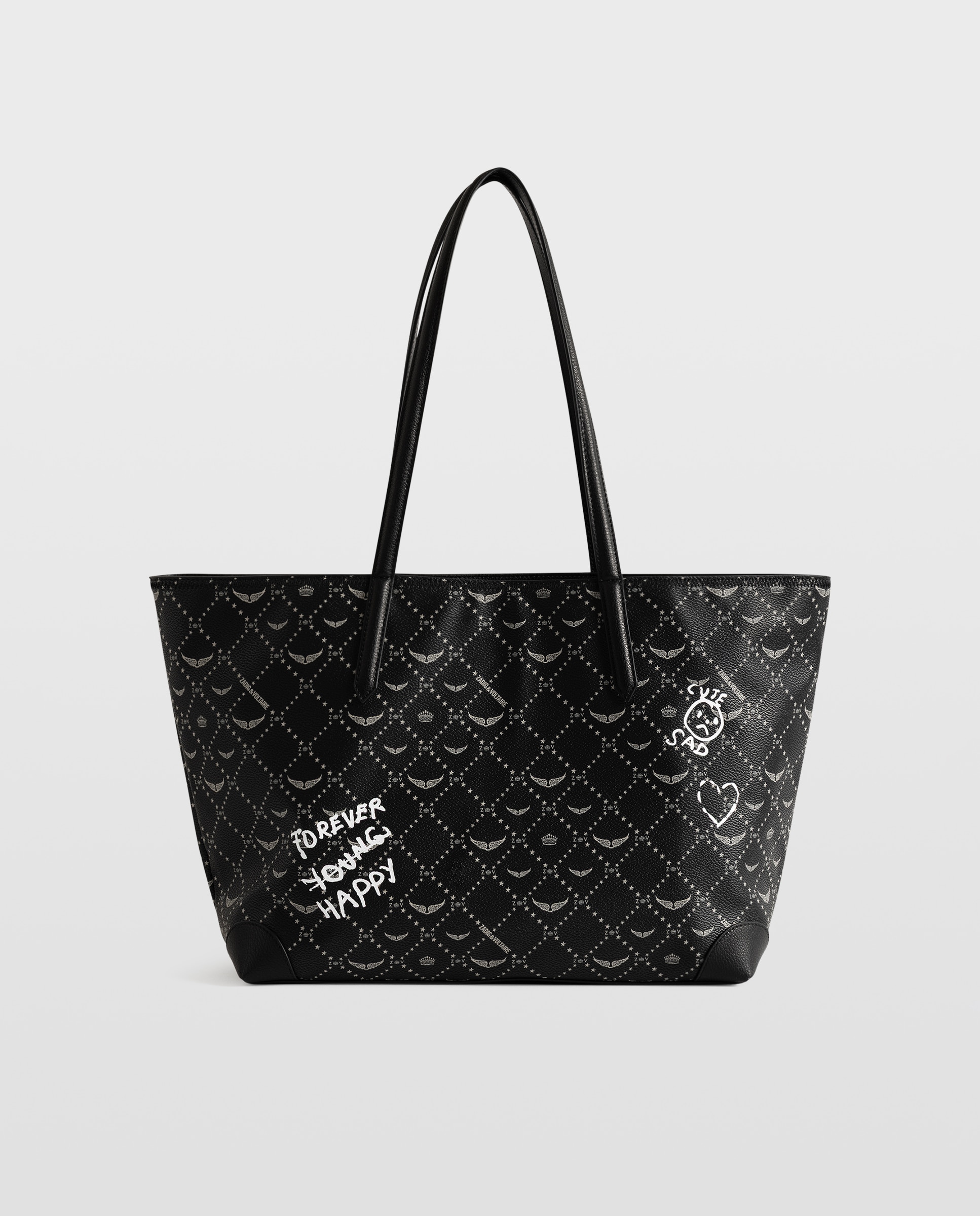 Capazo tote de mujer arty tag de lona con monograma - Zadig & Voltaire - Negro Negro-3