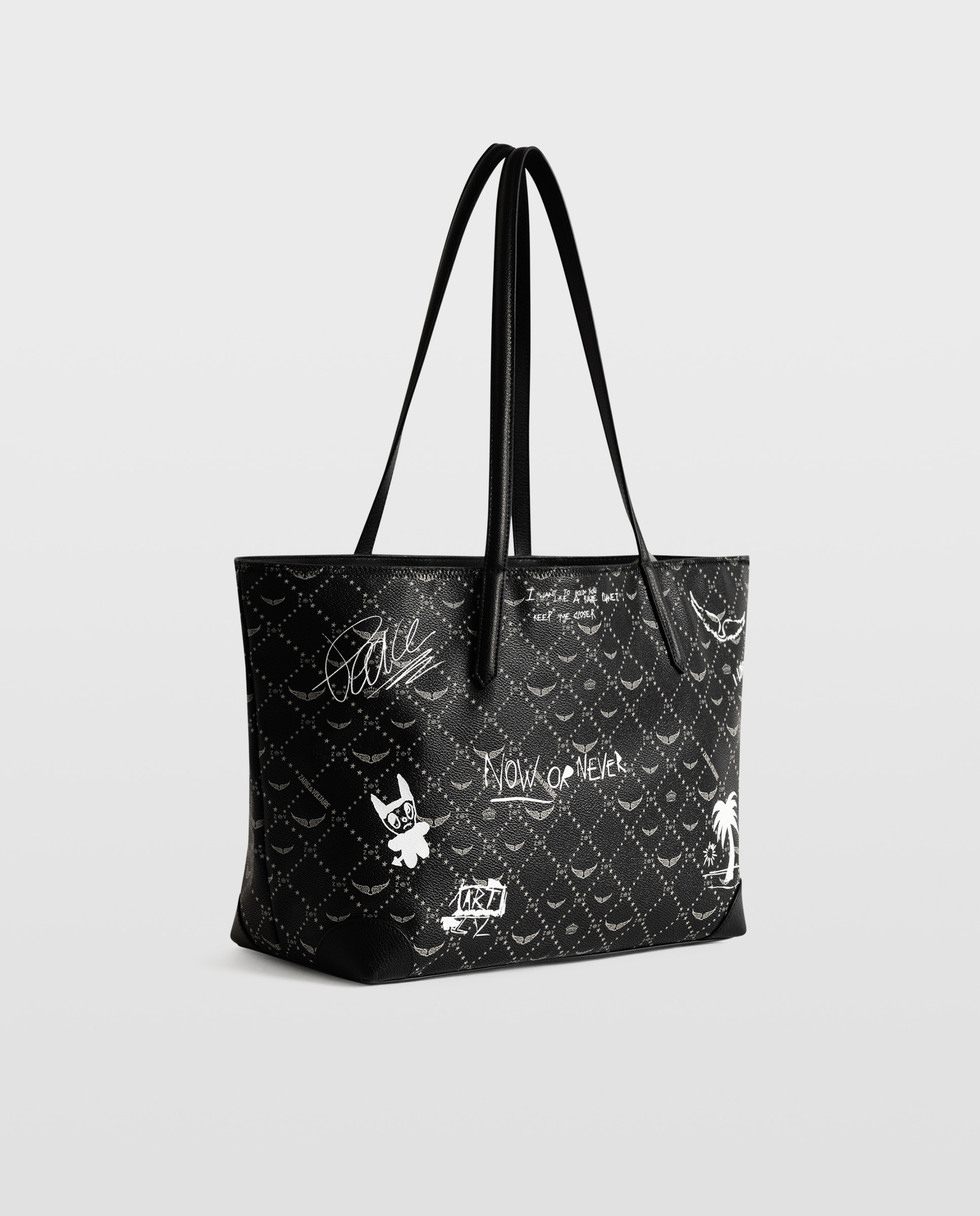 Capazo tote de mujer arty tag de lona con monograma - Zadig & Voltaire - Negro Negro-2
