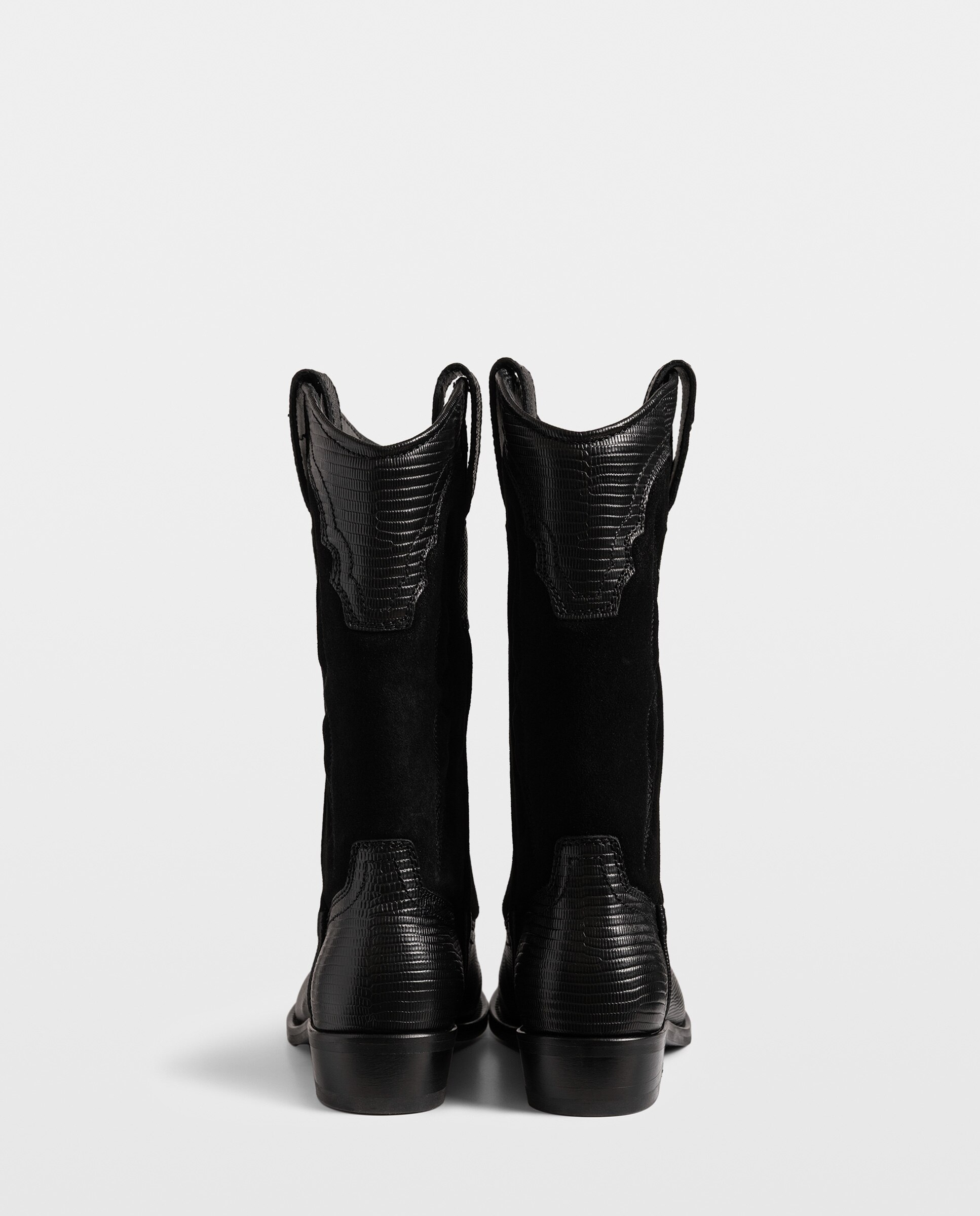 Botas cowboy de mujer de ante bordado y piel efecto reptil - Zadig & Voltaire - Negro Negro-6