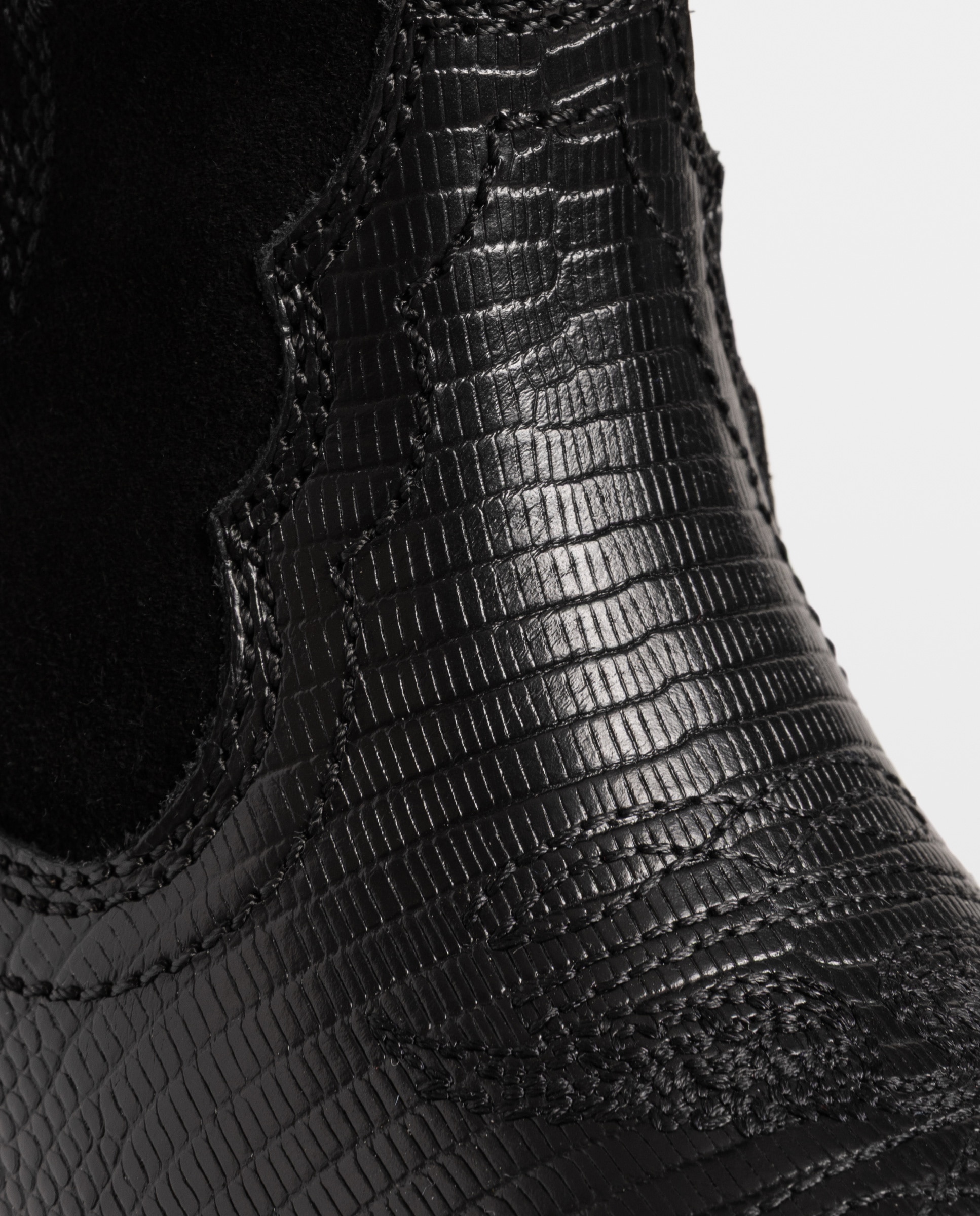 Botas cowboy de mujer de ante bordado y piel efecto reptil - Zadig & Voltaire - Negro Negro-7
