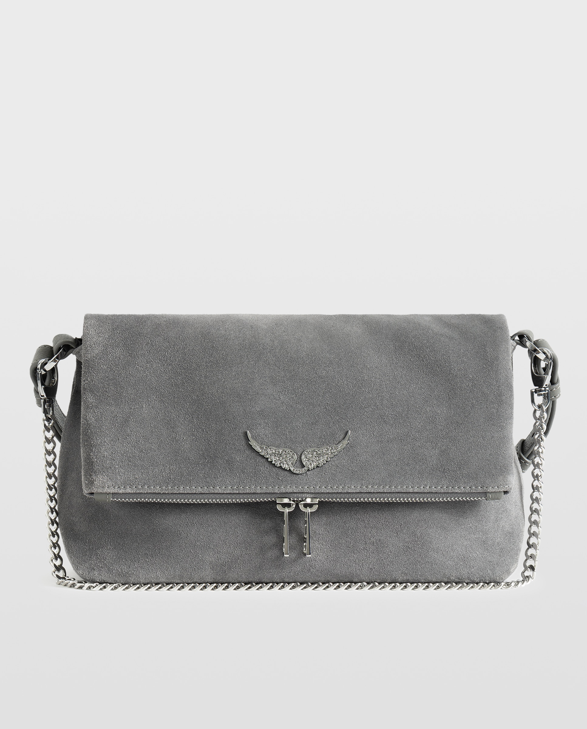 Bolso bandolera de ante con alas emblemáticas - Zadig & Voltaire - Gris Gris-1
