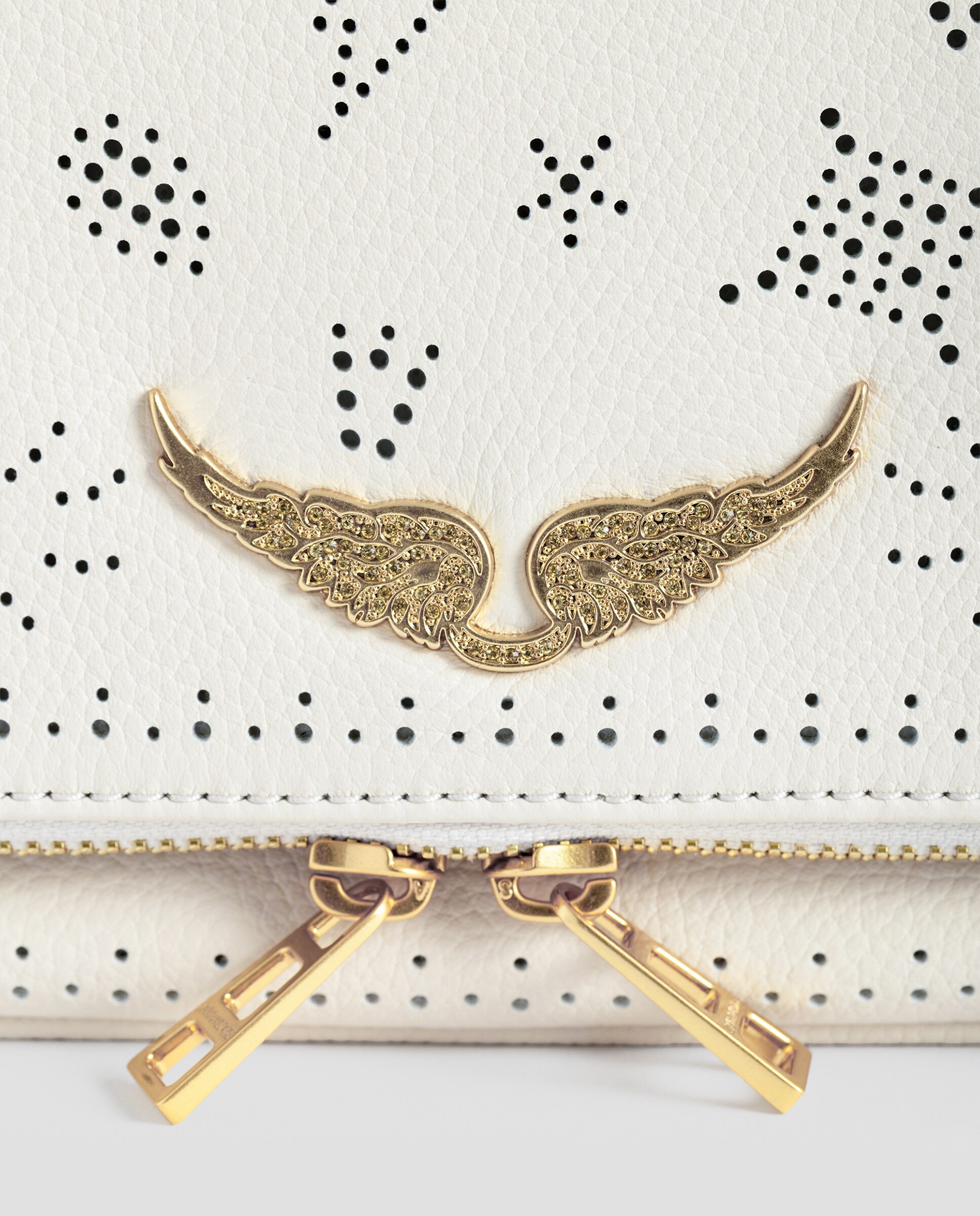 Bolso de mano rock de piel granulada perforada - Zadig & Voltaire - Blanco Blanco-5
