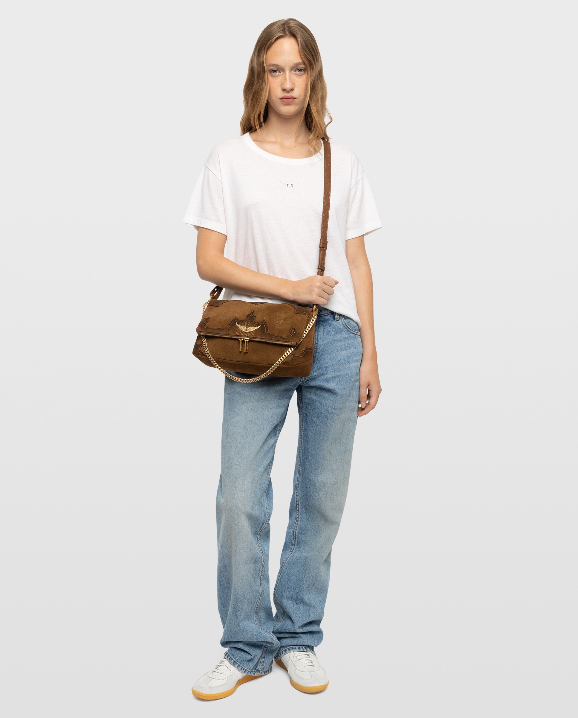 Bandolera de ante western con efecto envejecido - Zadig & Voltaire - Marrón claro Marrón claro-3