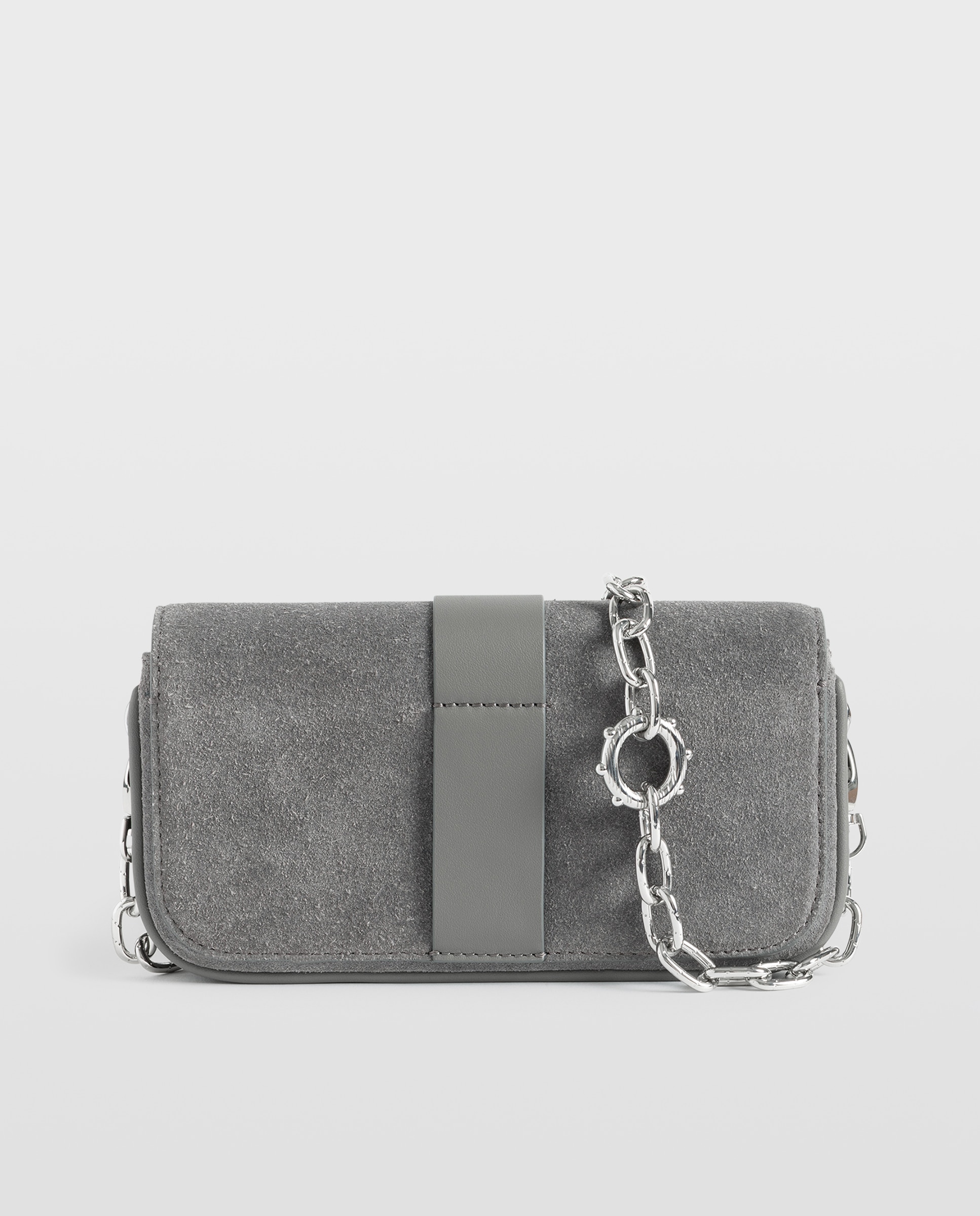 Bolso mini de ante con cadena - Zadig & Voltaire - Gris Gris-4