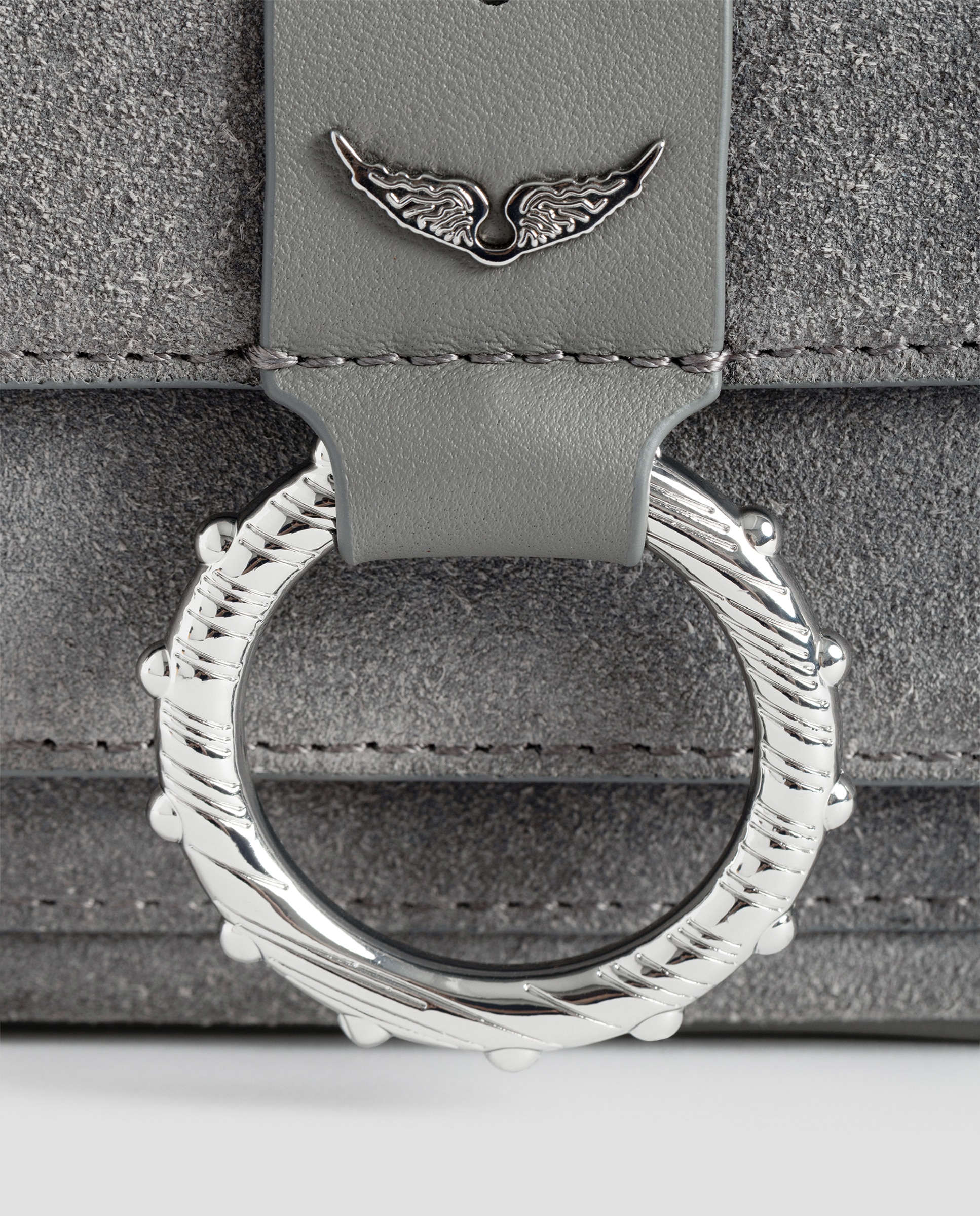 Bolso mini de ante con cadena - Zadig & Voltaire - Gris Gris-5