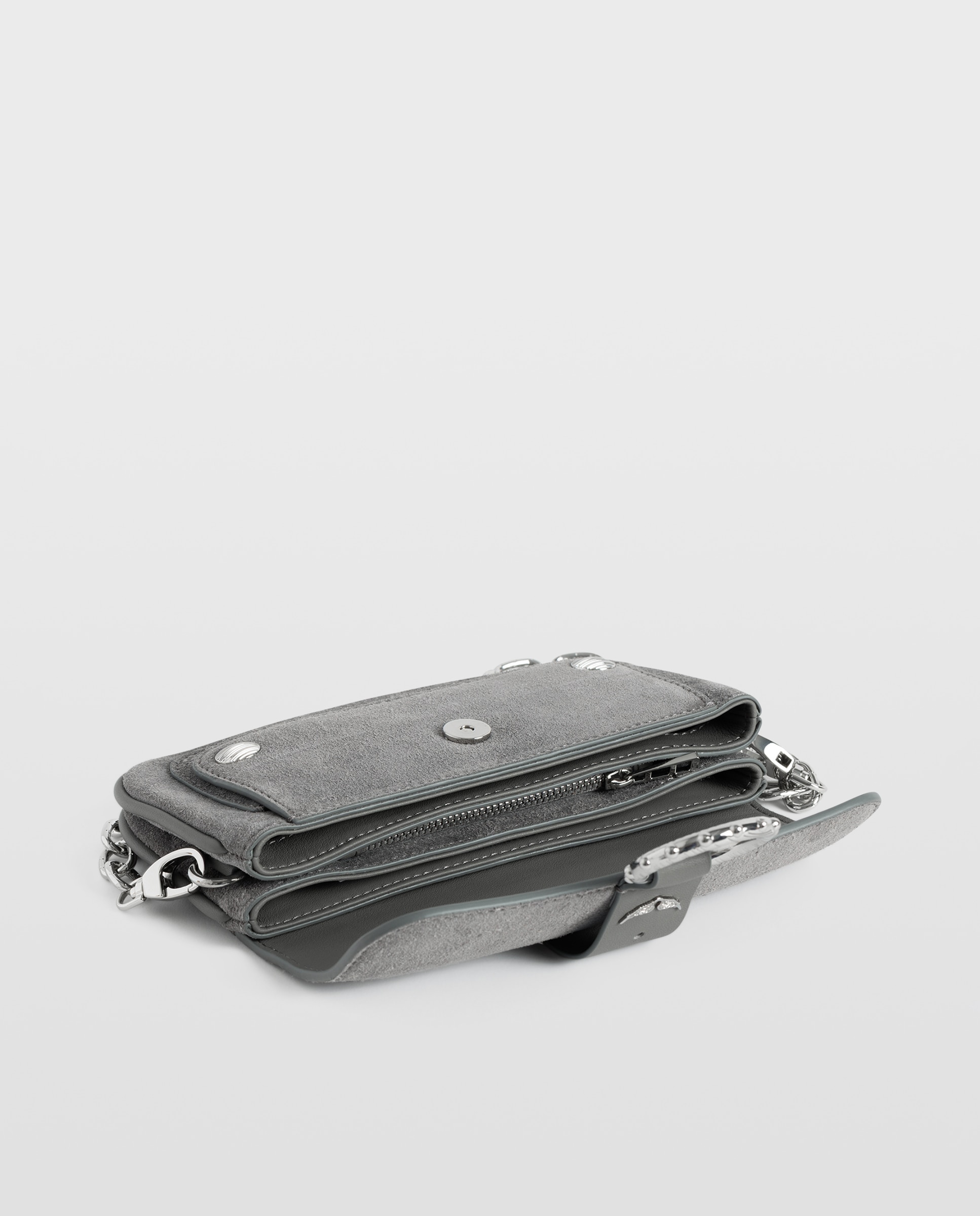 Bolso mini de ante con cadena - Zadig & Voltaire - Gris Gris-6