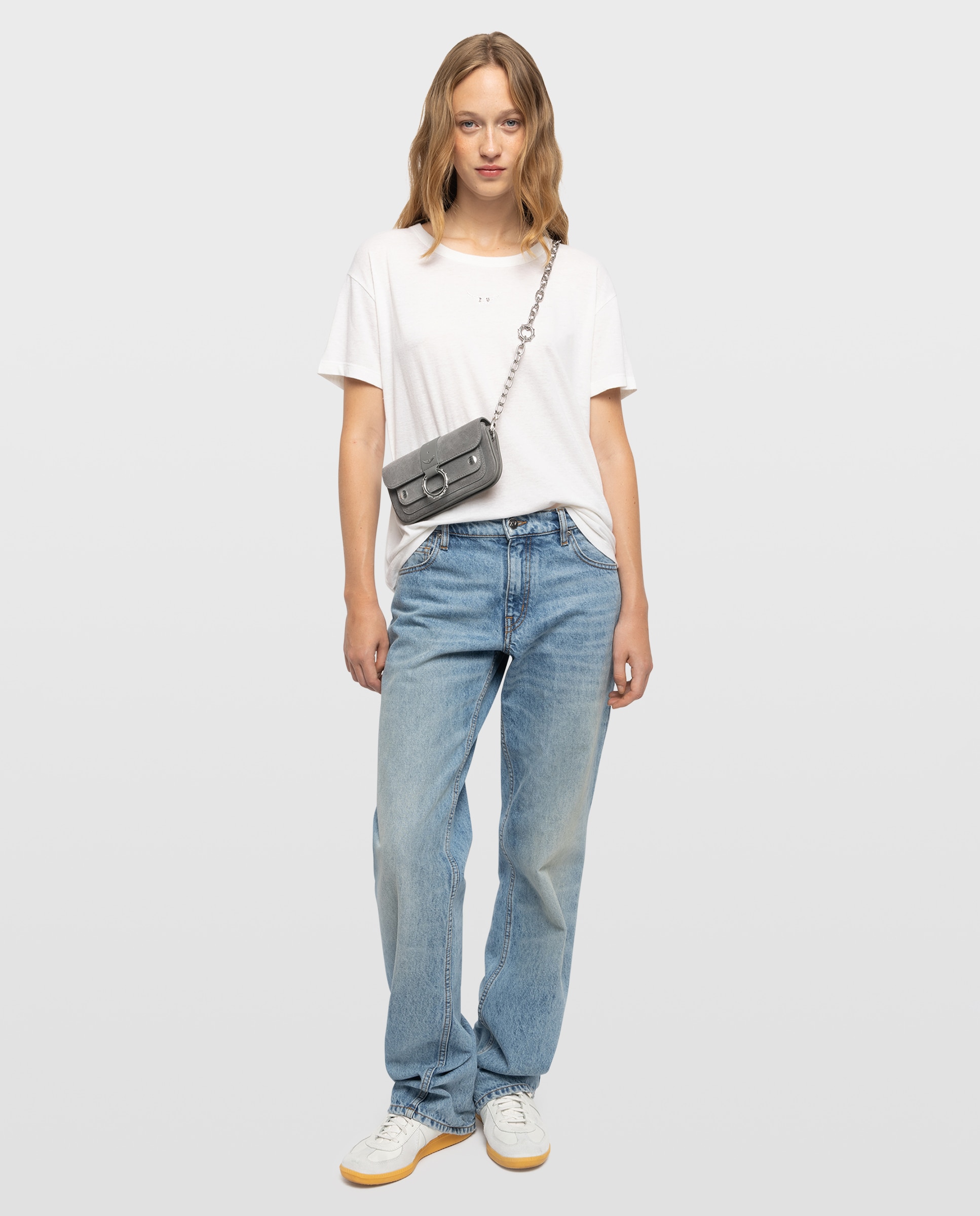 Bolso mini de ante con cadena - Zadig & Voltaire - Gris Gris-2