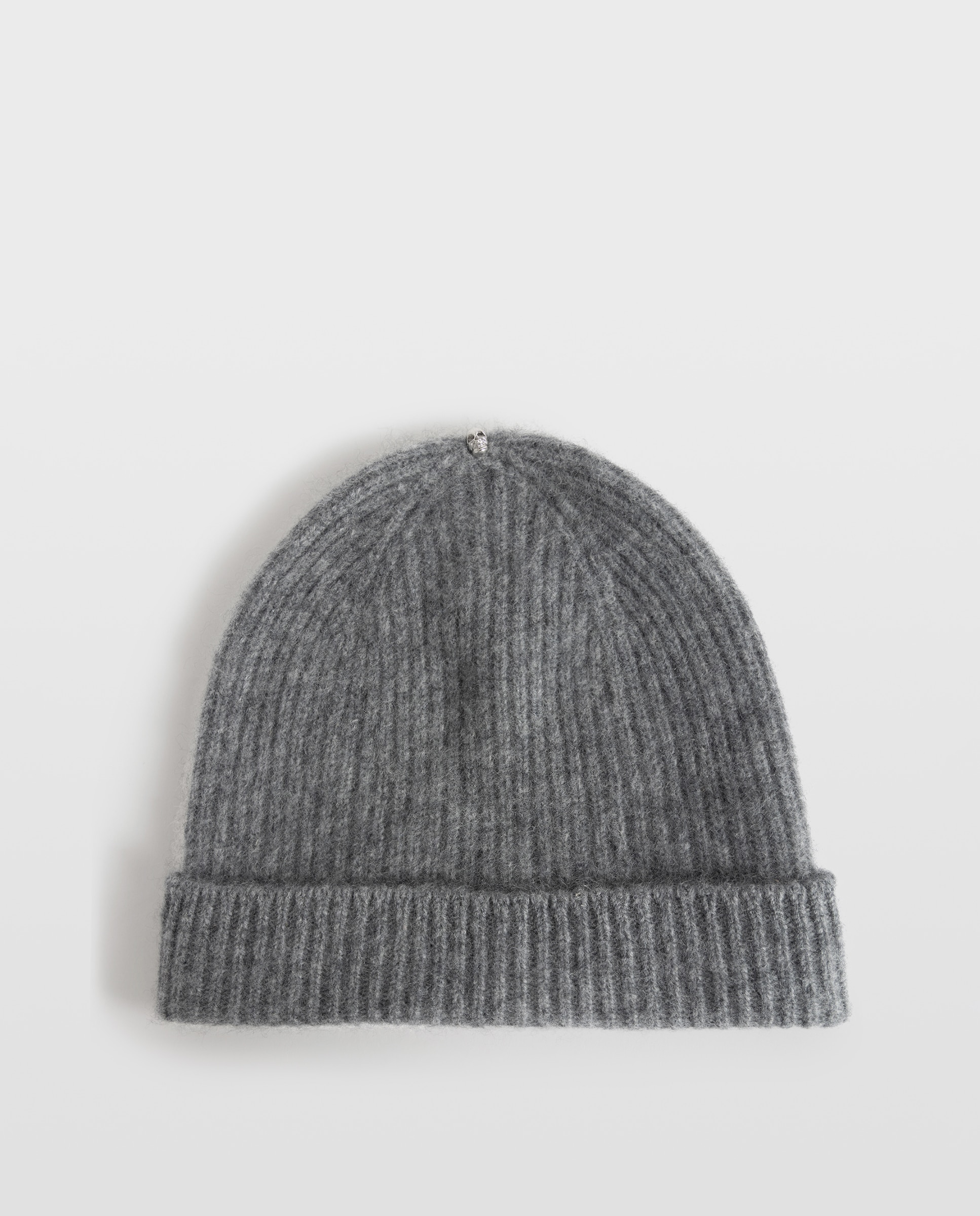 Gorro de lana, cachemira y seda para mujer con remache skull plateado - Zadig & Voltaire - Gris claro Gris claro-1